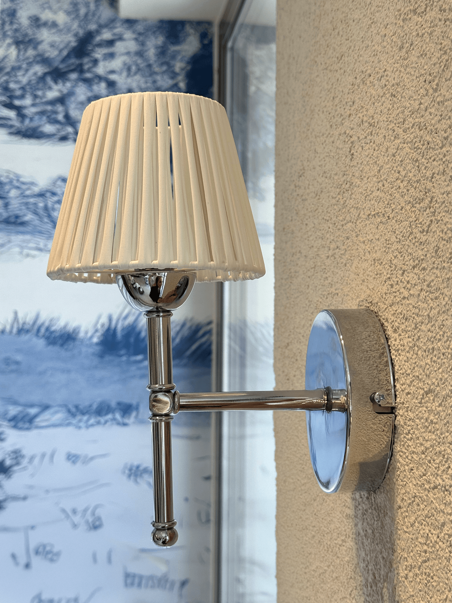 White Leather Bottom Silver Metal Wall Light Led Sconce