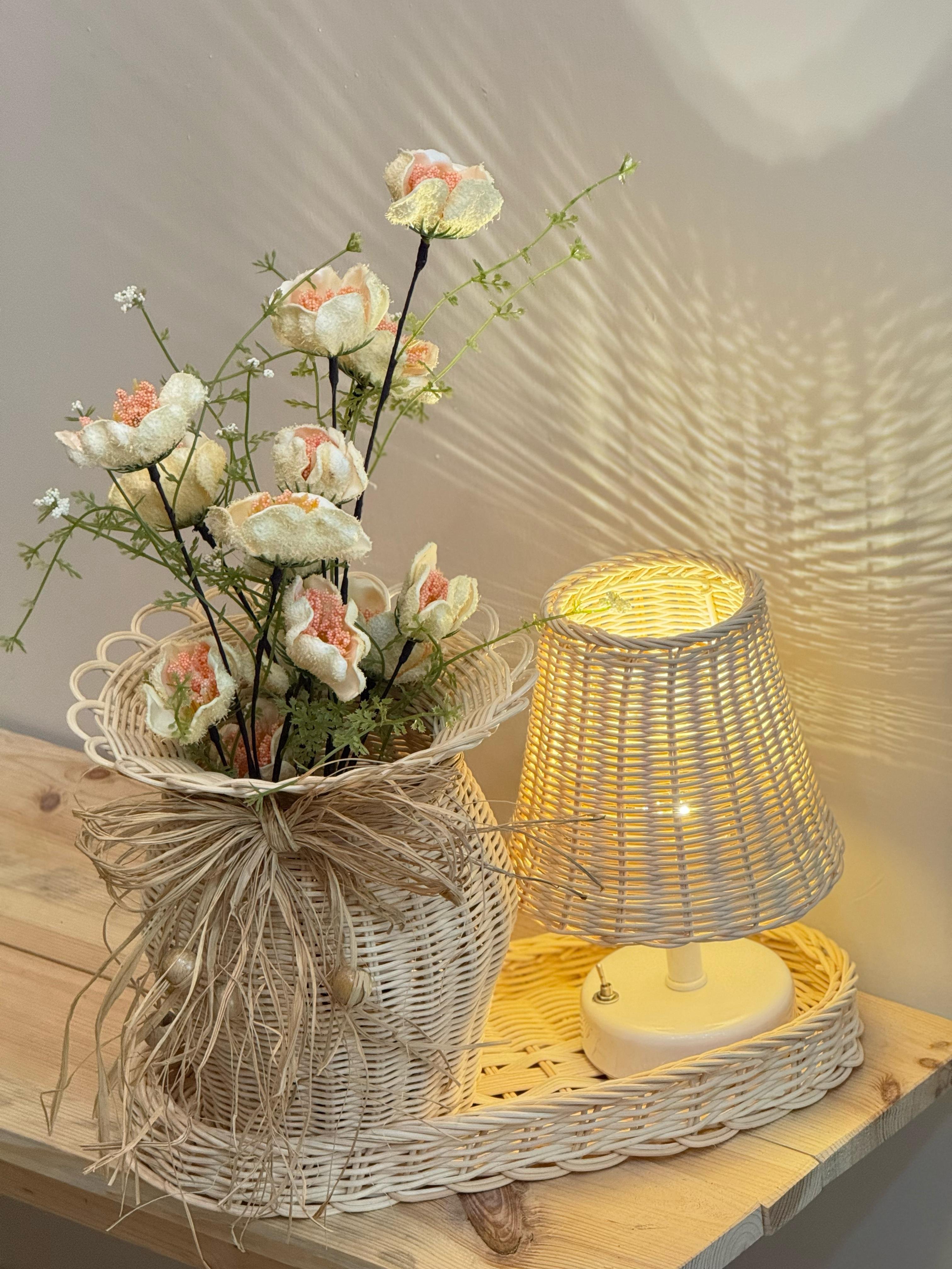 4'lü Rattan Somon Gelincik Vazo Set
