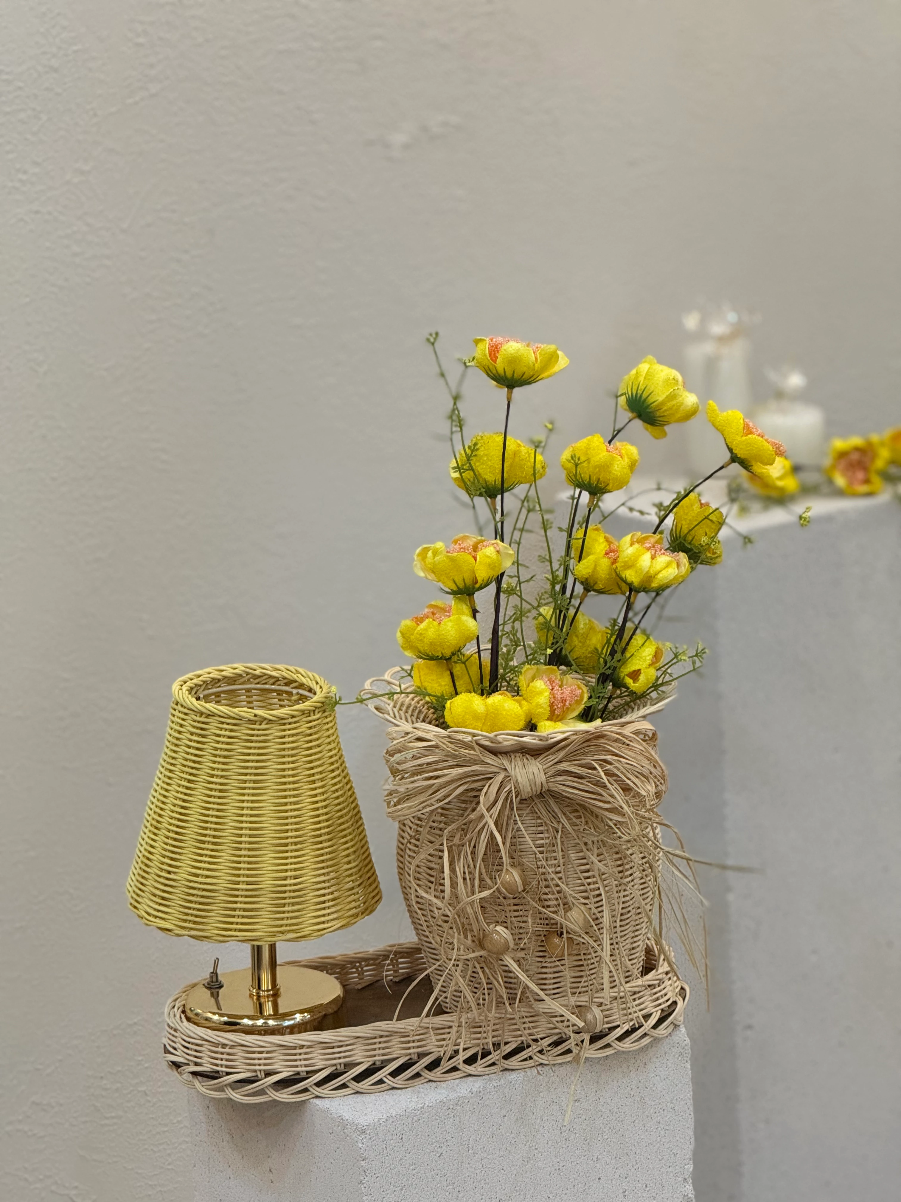 4'lü Rattan Gelincik Vazo Set