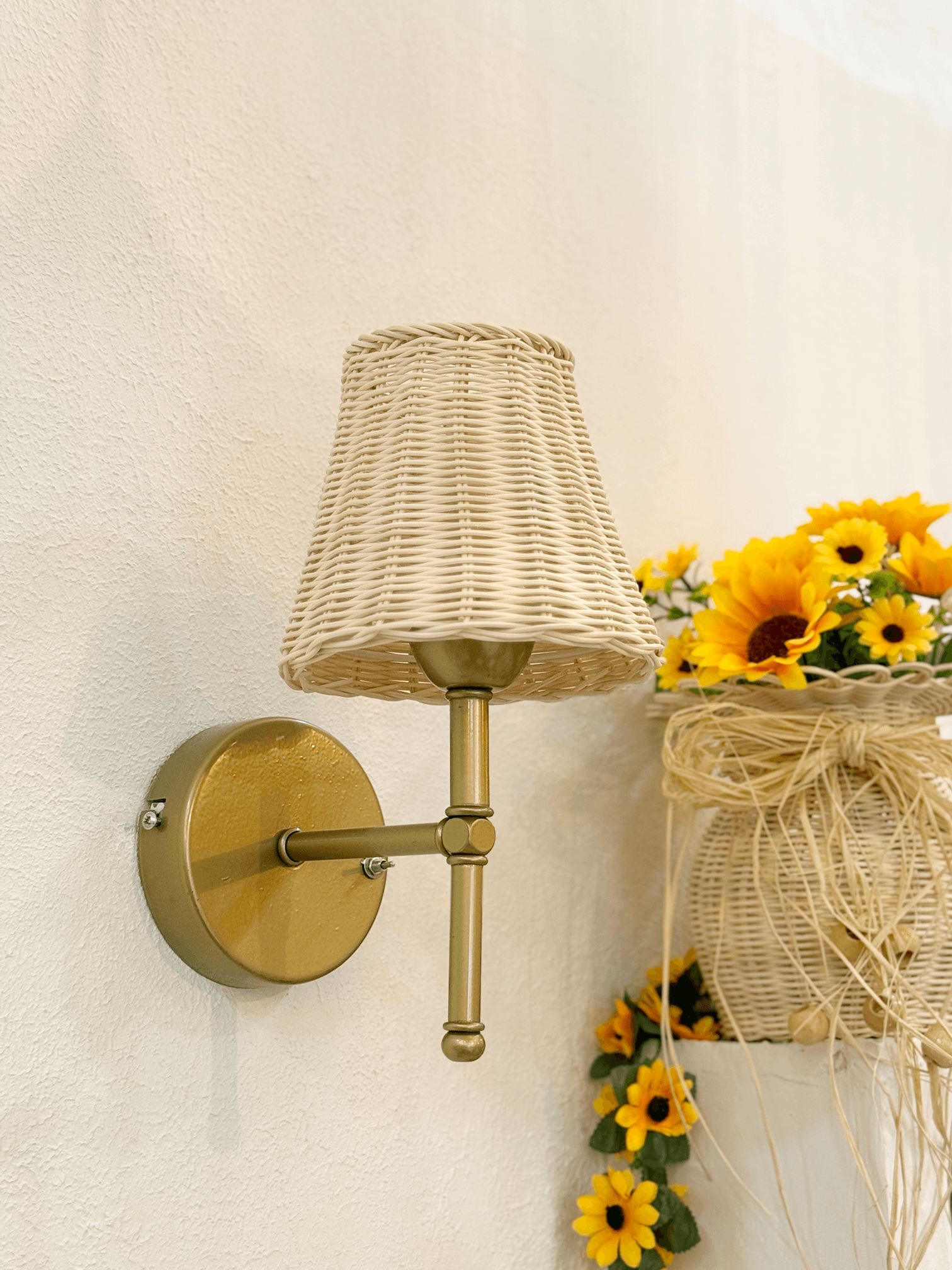 Bohemian Wicker Rattan Handmade Led Sconce