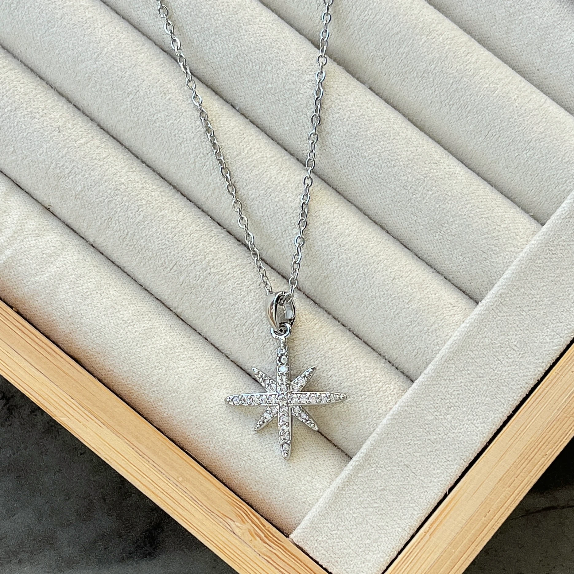 Çelik Kutup Yıldızı Kolye - Silver