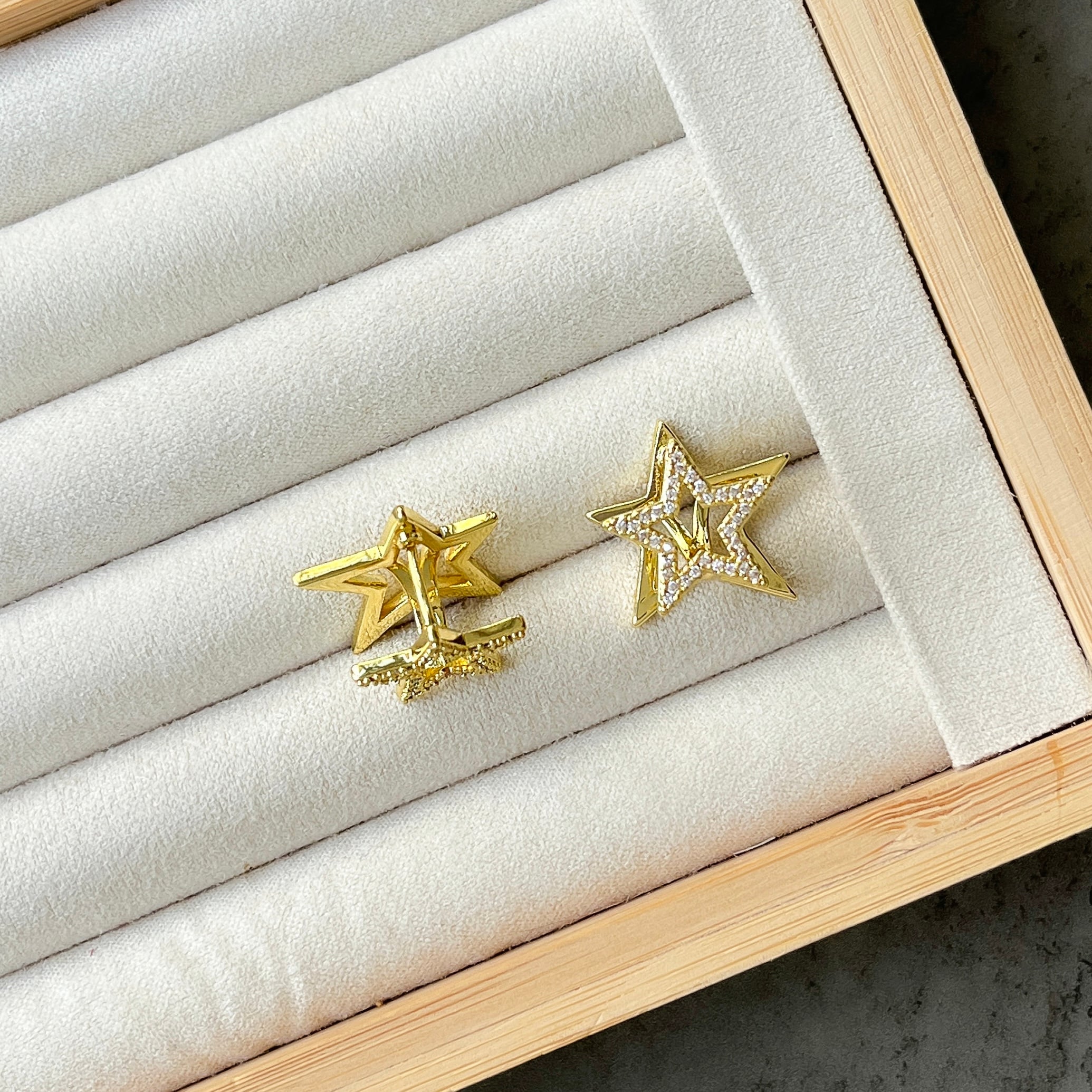 Zirkon Taşlı Yıldız Küpe 14K