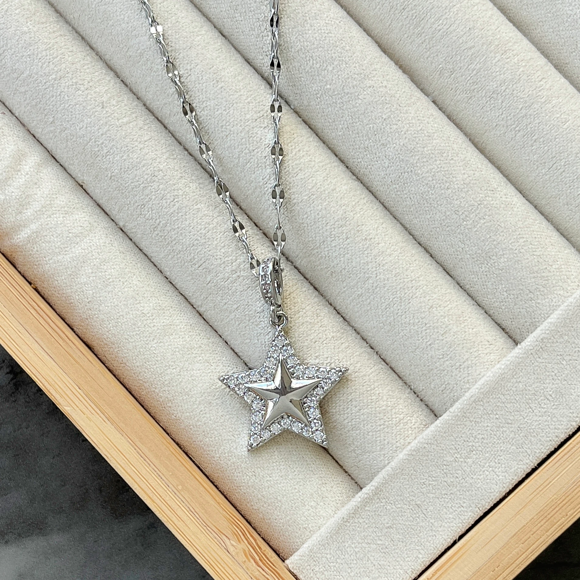 Çelik Yıldız Kolye - Silver