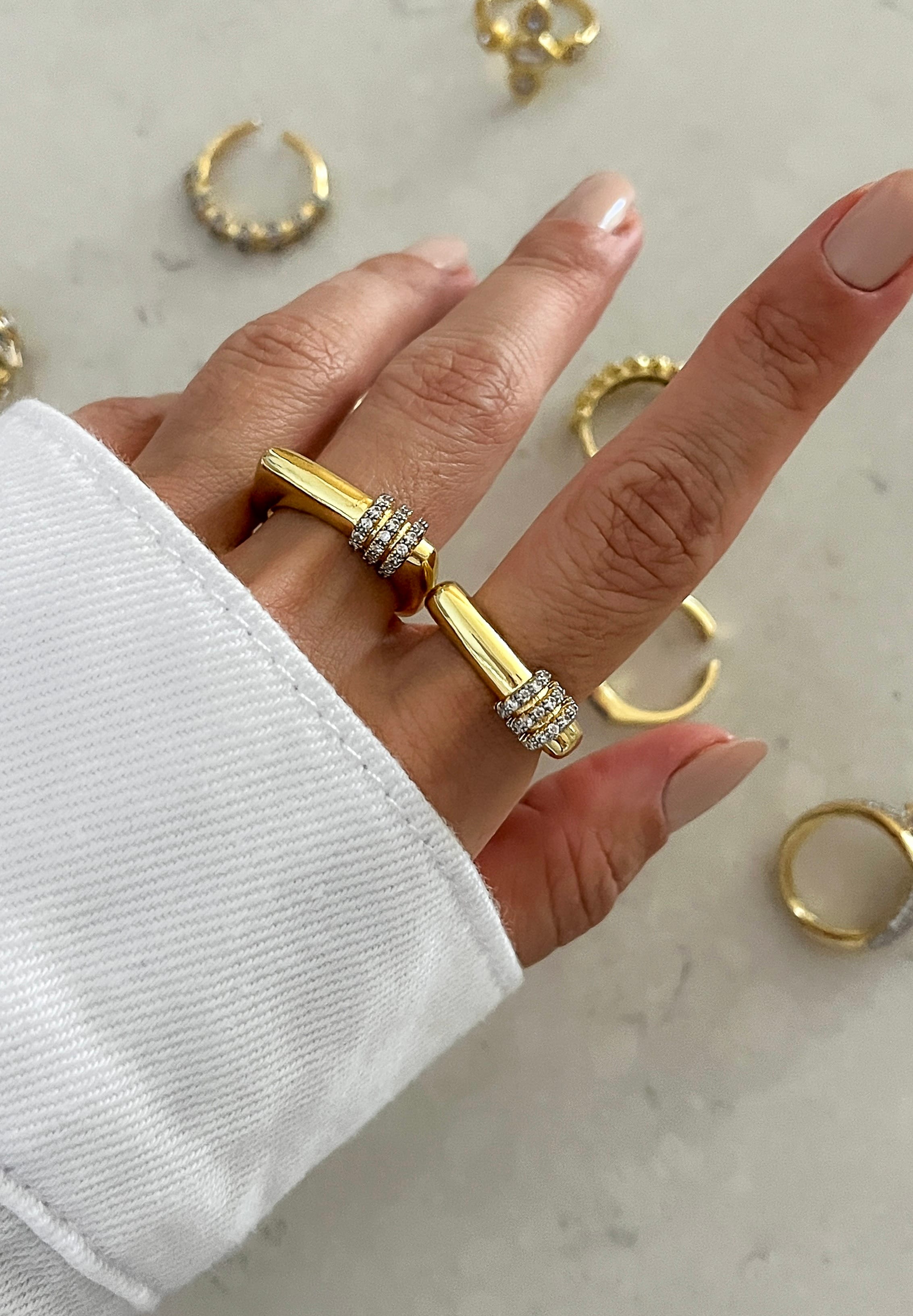 Kalın Zirkon Taşlı Yüzük 14K