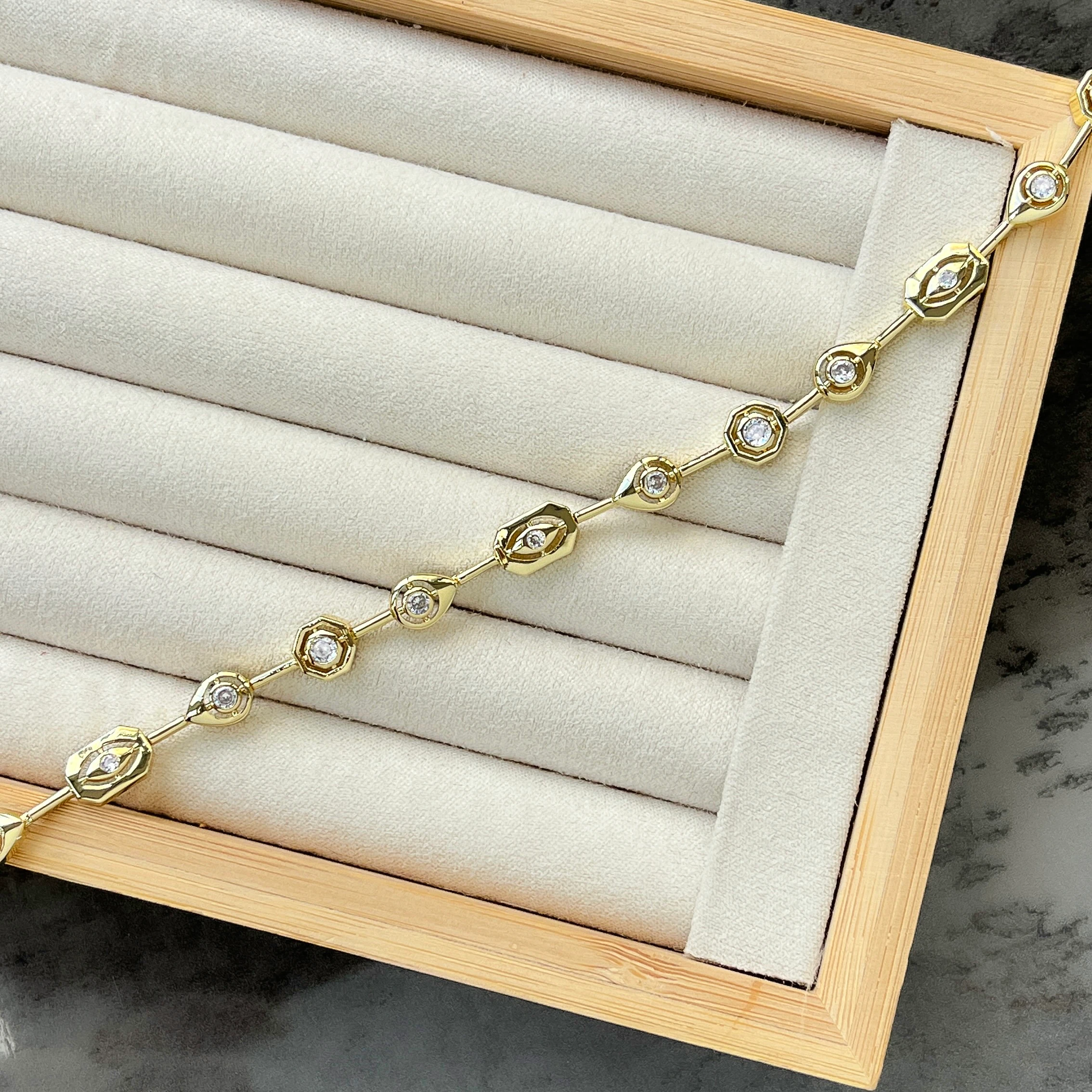 Tasarım Bileklik - Beyaz Taşlı