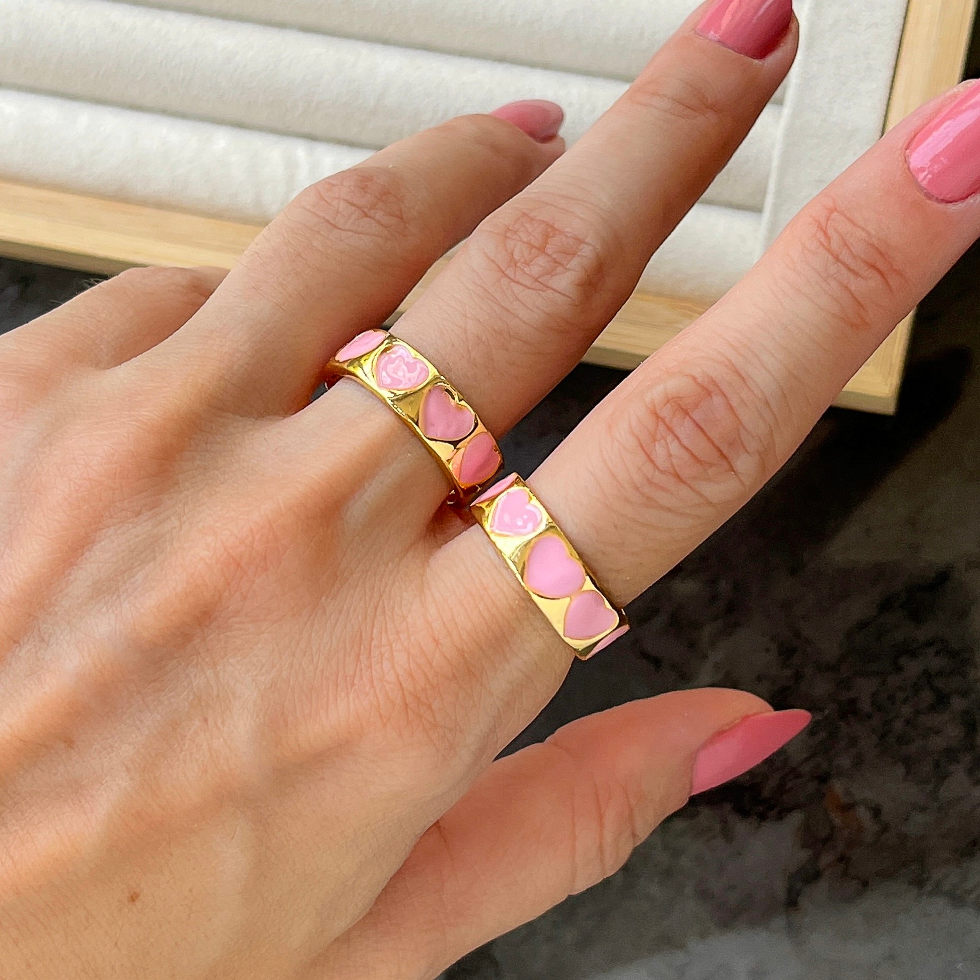 Mineli Kalpli Yüzük - Pembe