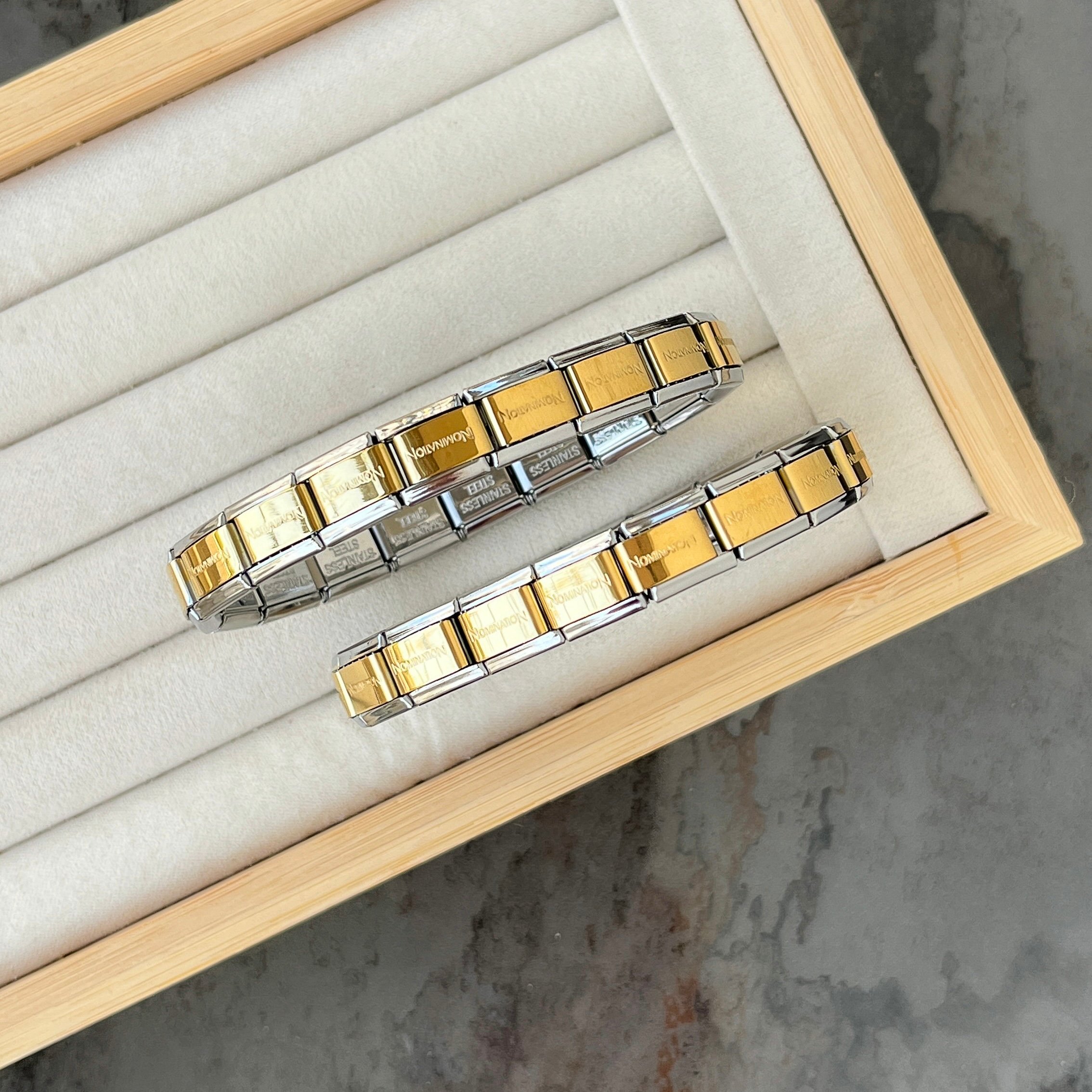Yazılı İtalyan Charm Bileklik - Gold-Silver