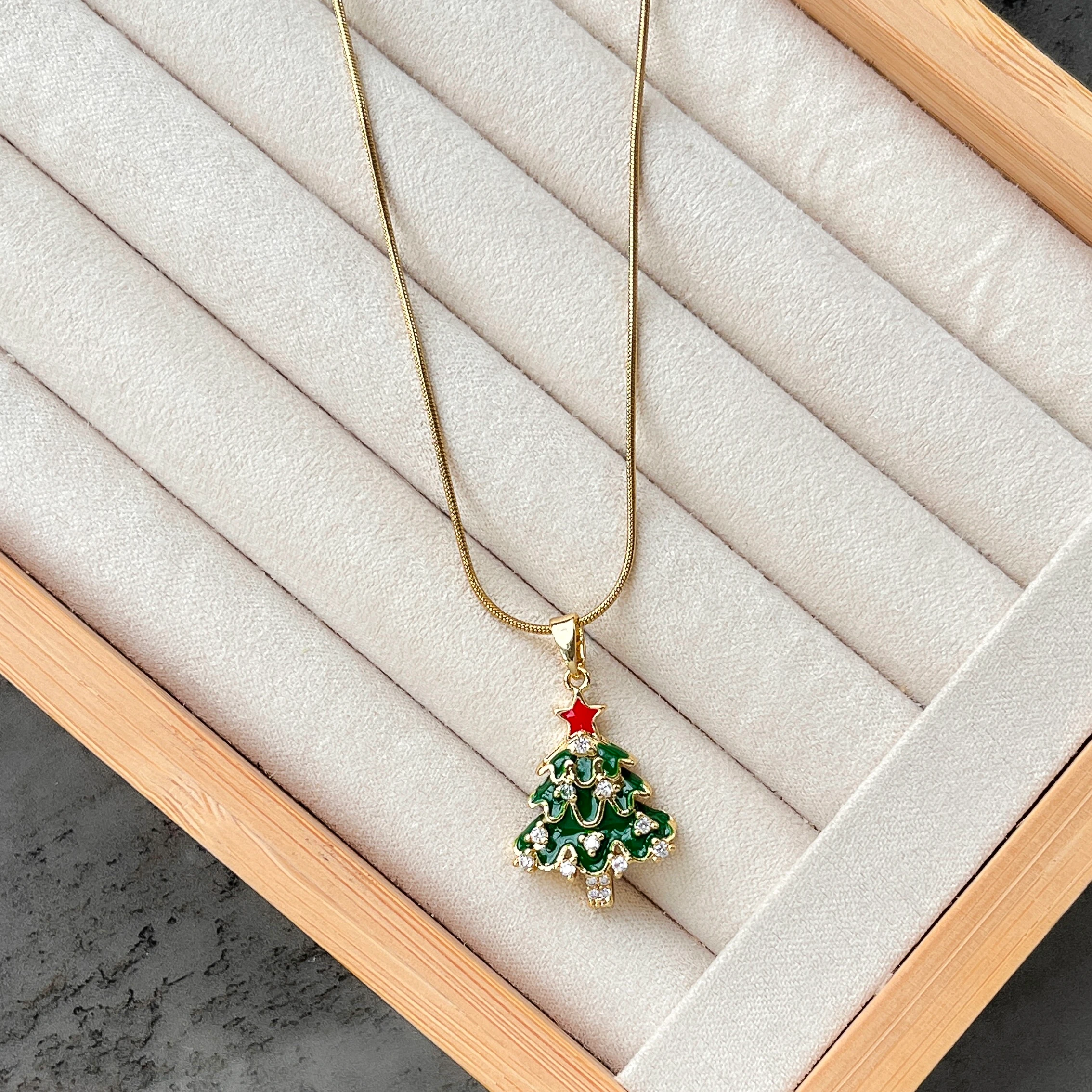 Çelik Yeni Yıl Kolye Modelleri - Çam Ağacı