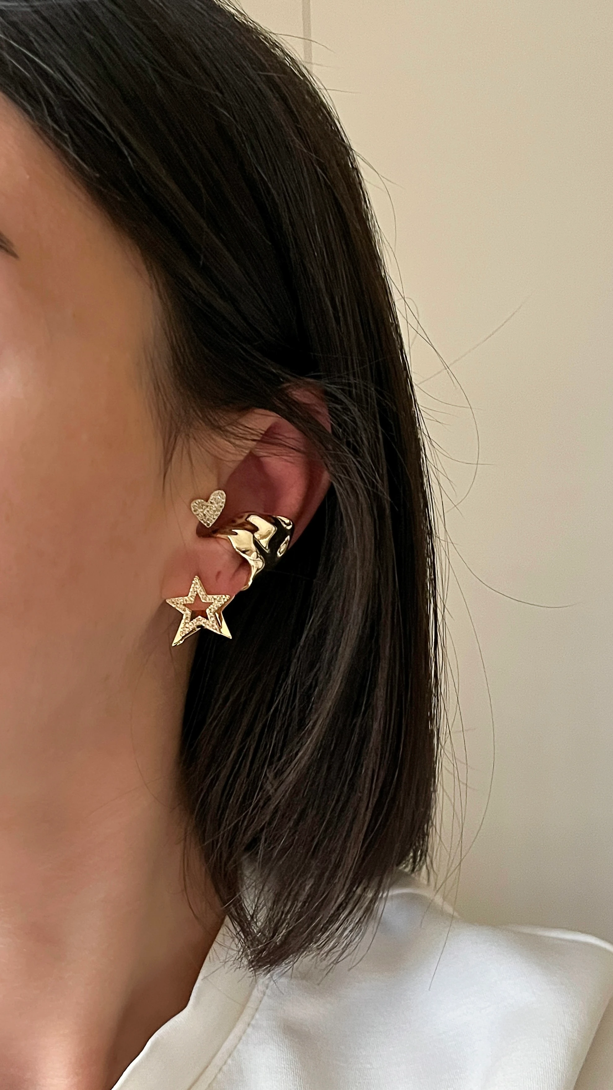 İki Boyutlu Yıldız Küpe 14K