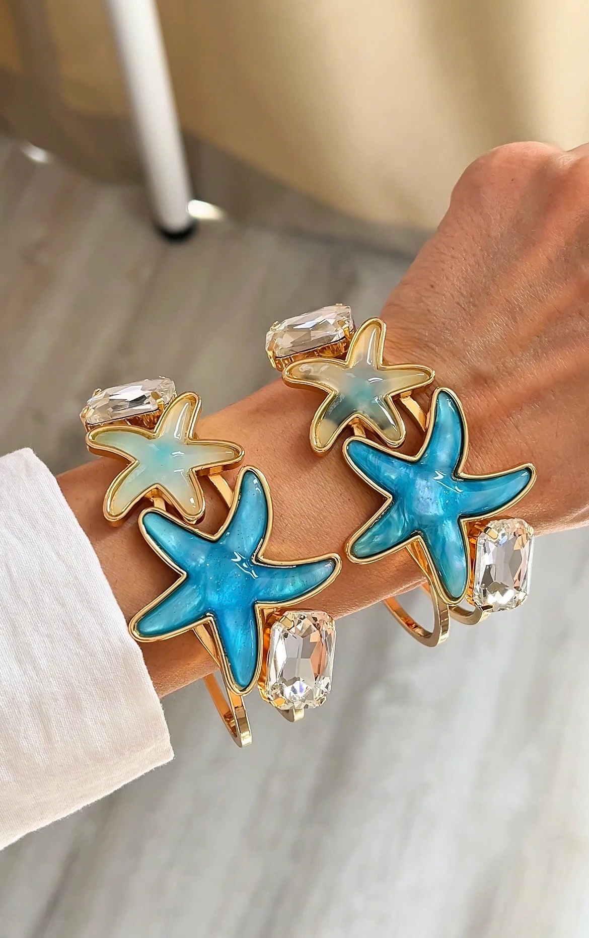 Doğal Taşlı Marka Kelepçe - Deniz Yıldızı