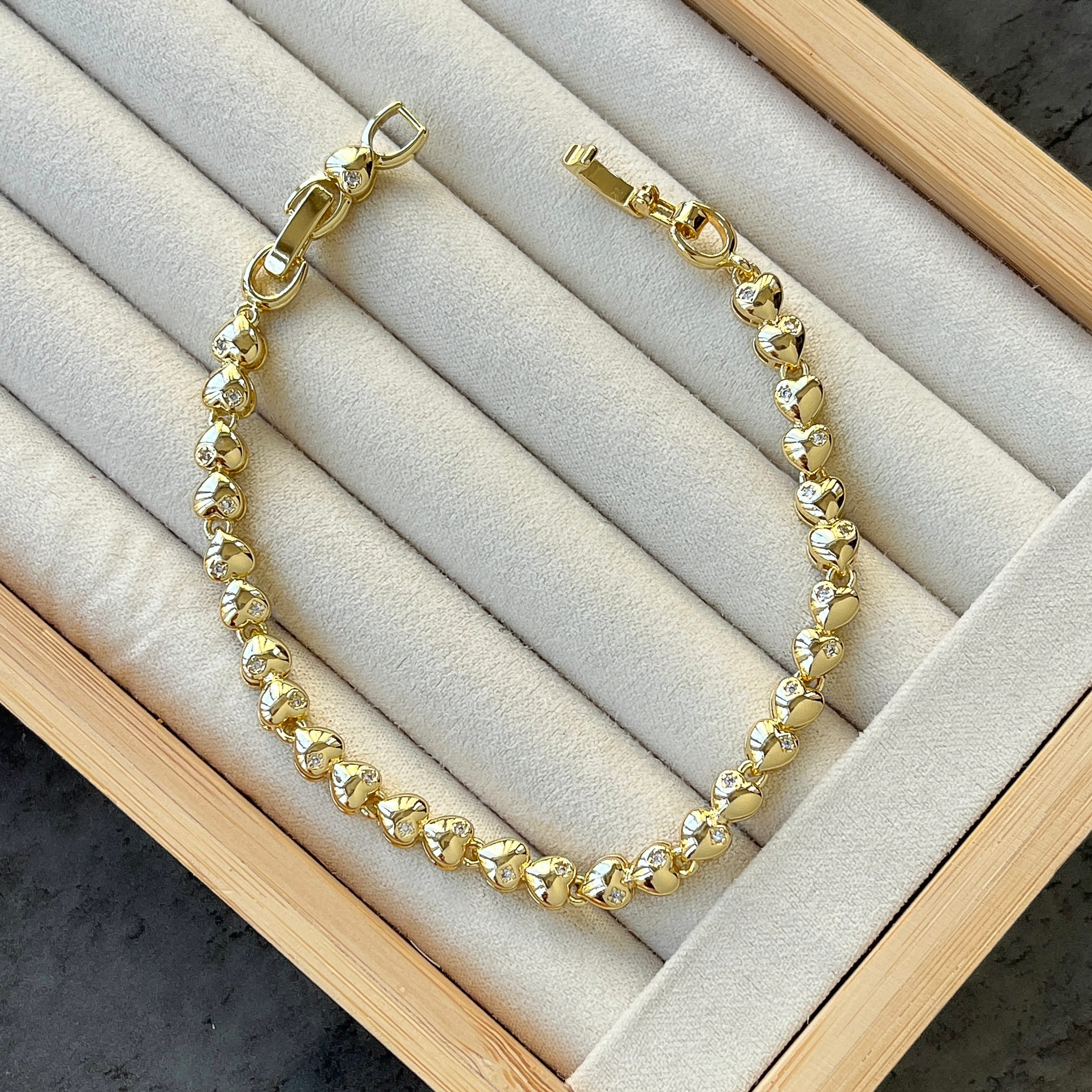 Sıralı Kalpli Bİleklik 14K