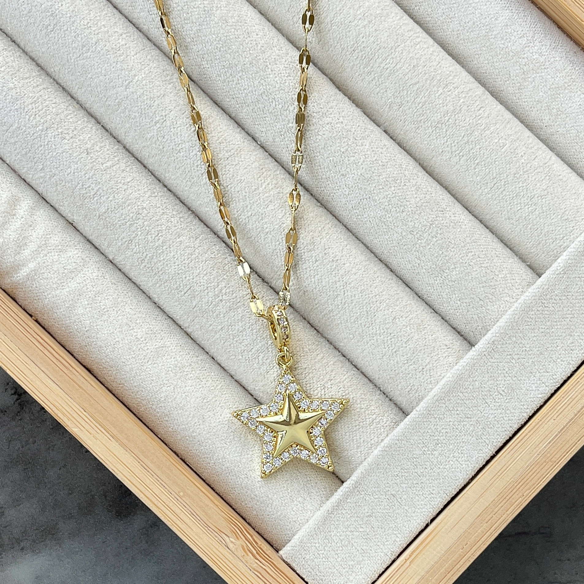 Çelik Yıldız Kolye - Gold