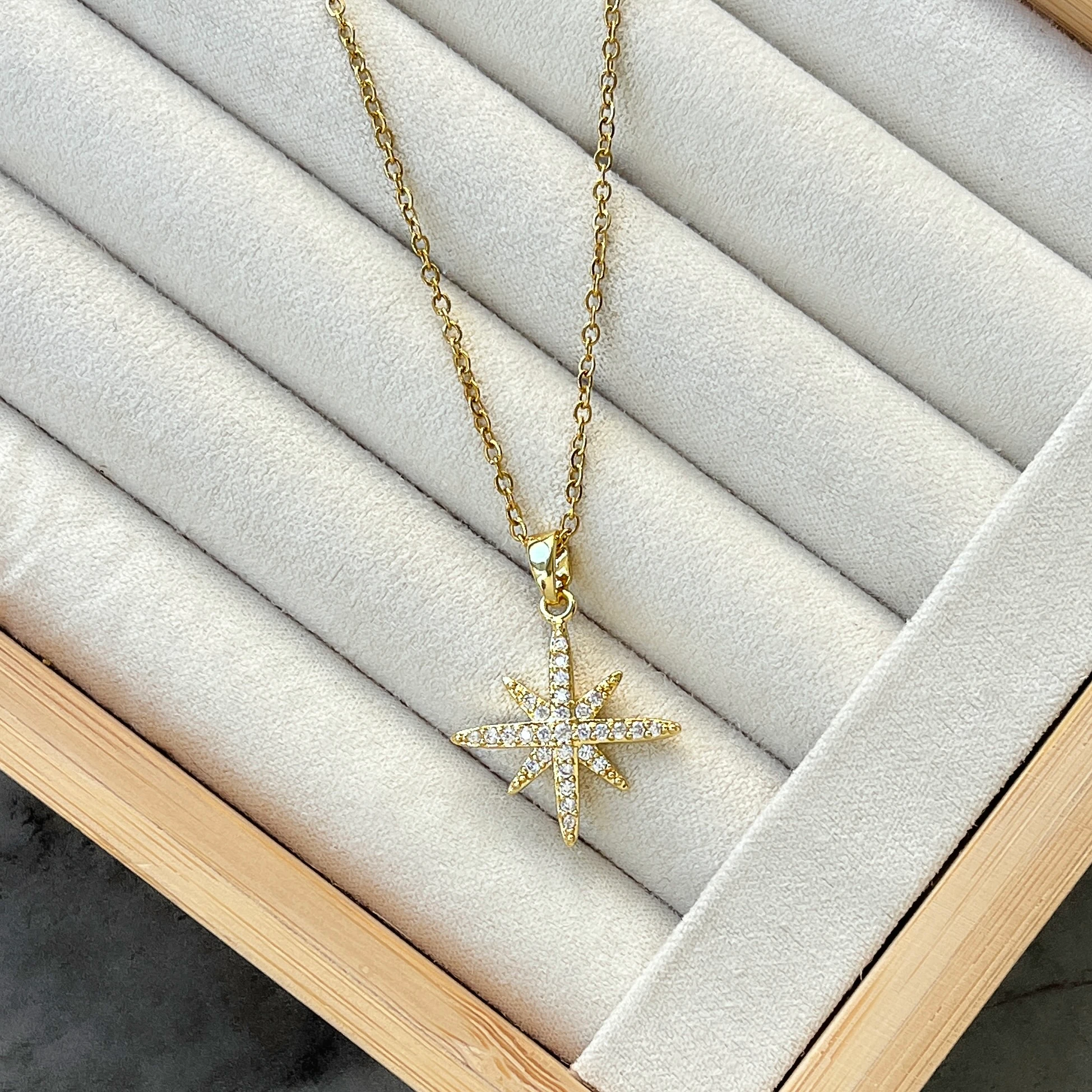 Çelik Kutup Yıldızı Kolye - Gold