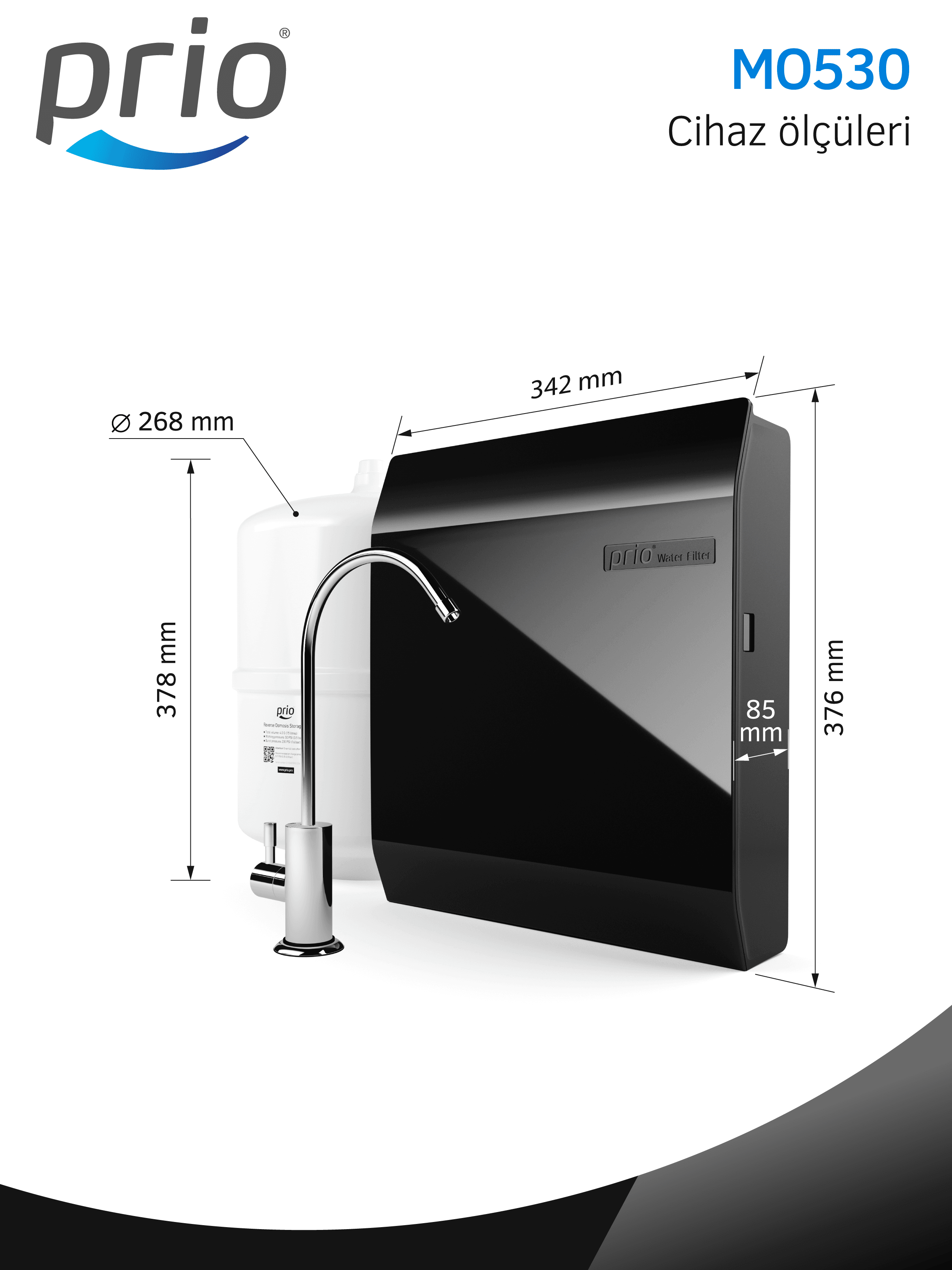 Prio MO530 Slim 15 Litre Tanklı Pompasız Su Arıtma Cihazı
