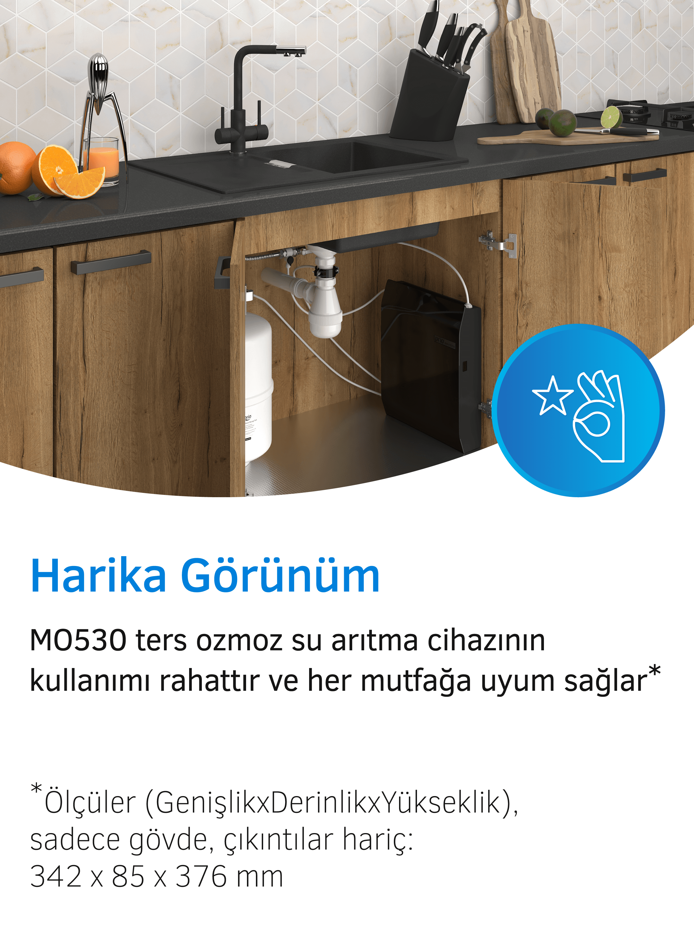Prio MO530 Slim 15 Litre Tanklı Pompasız Su Arıtma Cihazı