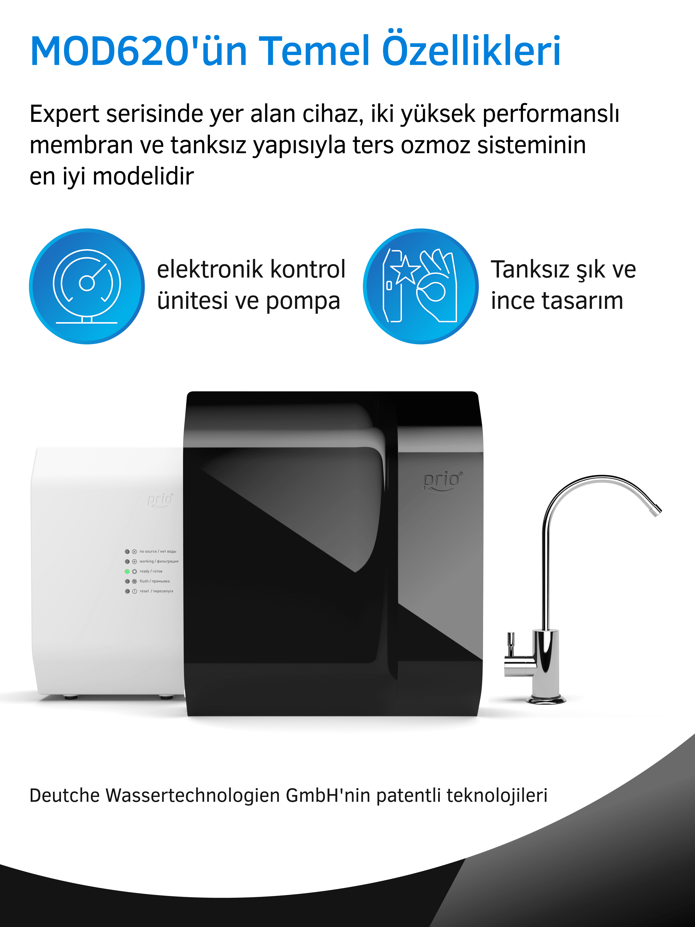 Prio MOD620 Tanksız Direkt Akışlı Pompalı Su Arıtma Cihazı