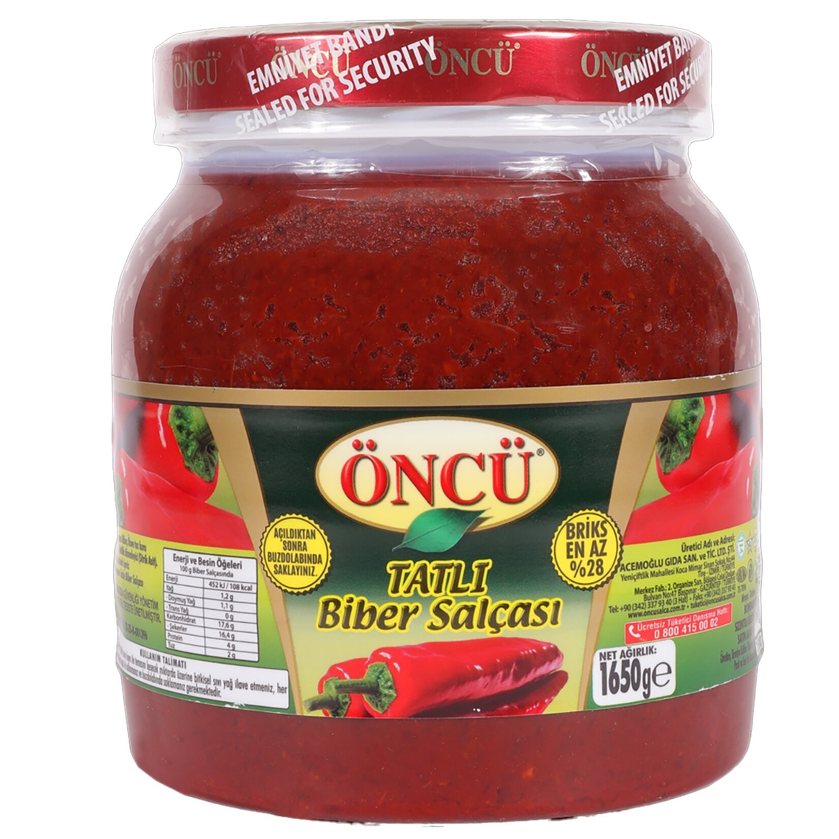 Öncü Tatlı Biber Salçası 1650 Gr