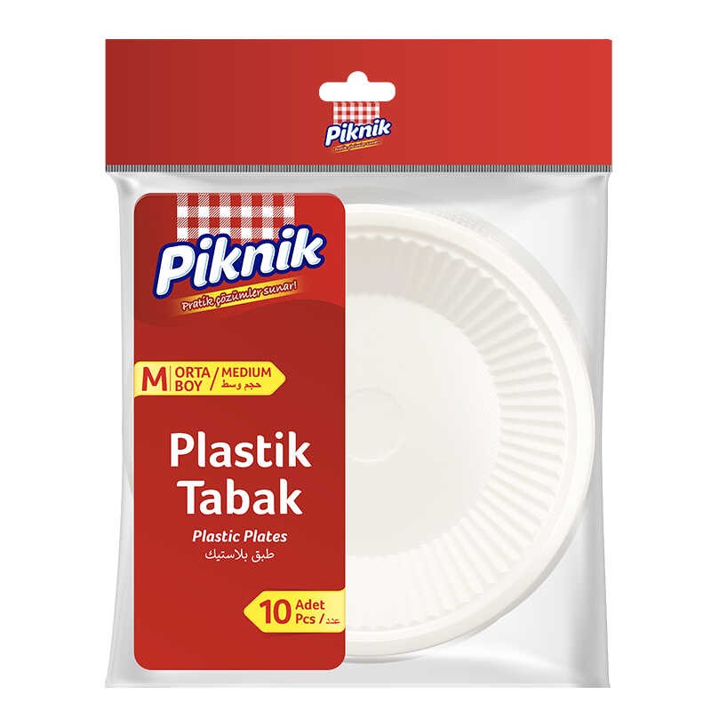 Piknik Orta Boy Plastik Tabak 10'lu