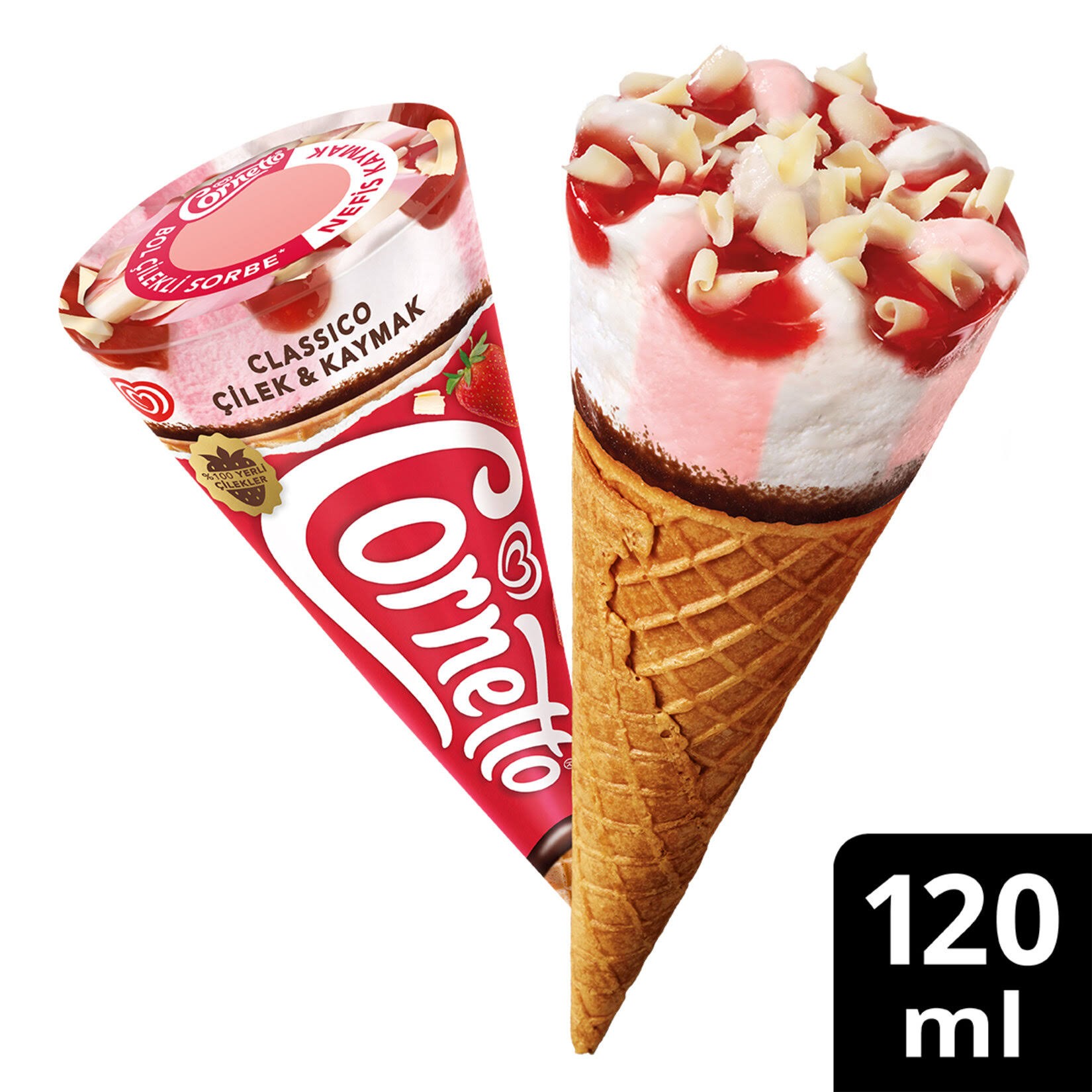 Algida Cornetto Classico Çilek&Kaymak 120 Ml