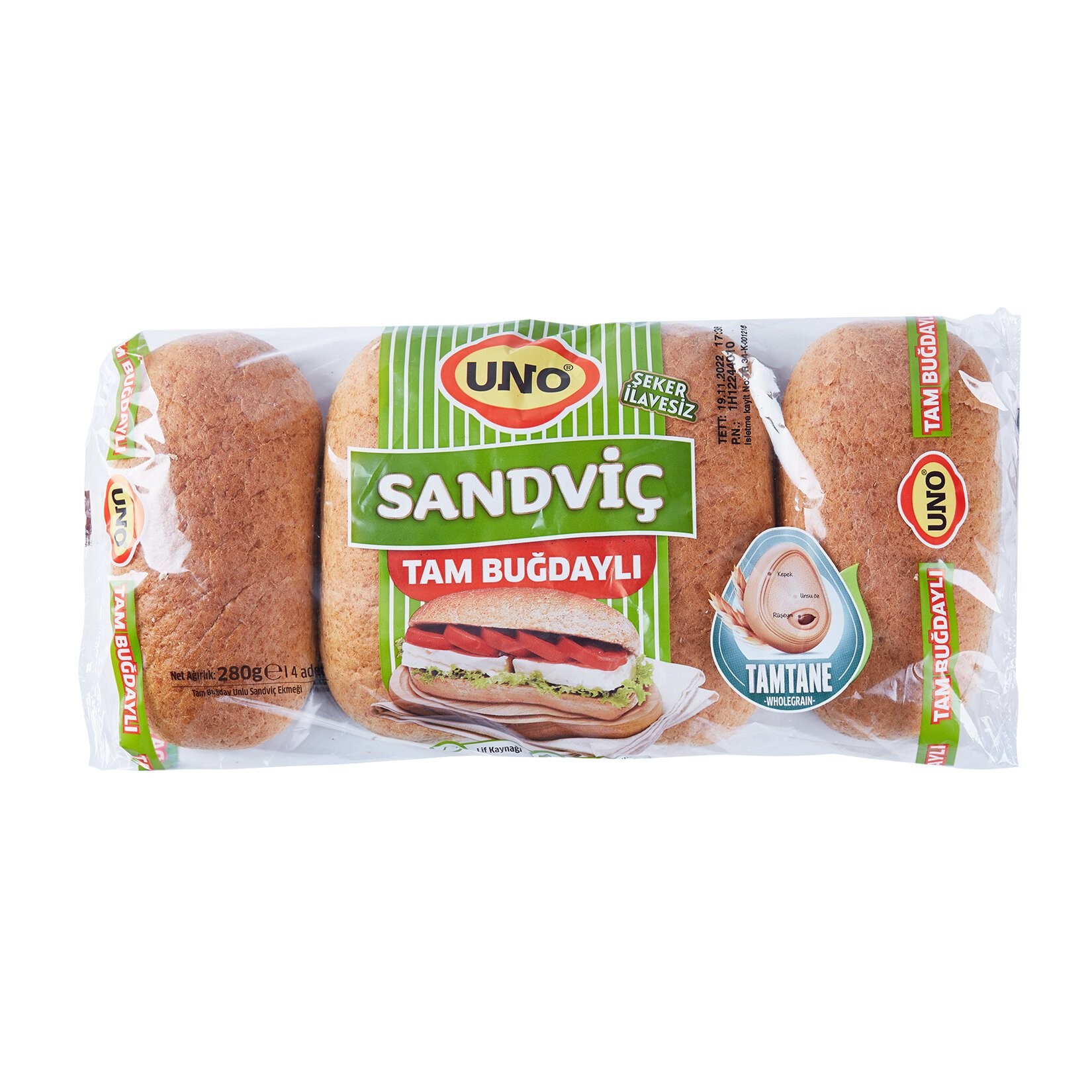 Uno Tam Buğday Şekersiz Sandviç 280 Gr