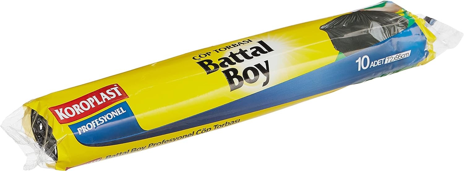 Koroplast Profesyonel Siyah Battal Boy Çöp Poşeti 72 x 95 Cm 10 Adet