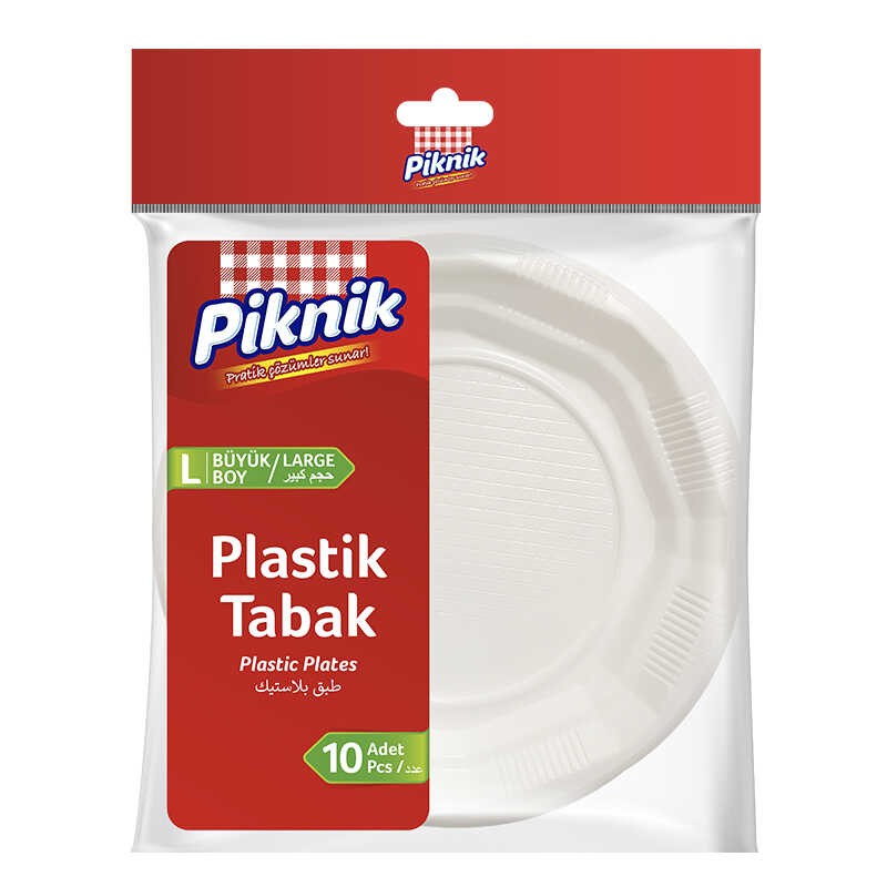 Piknik Büyük Boy Plastik Tabak 10'lu