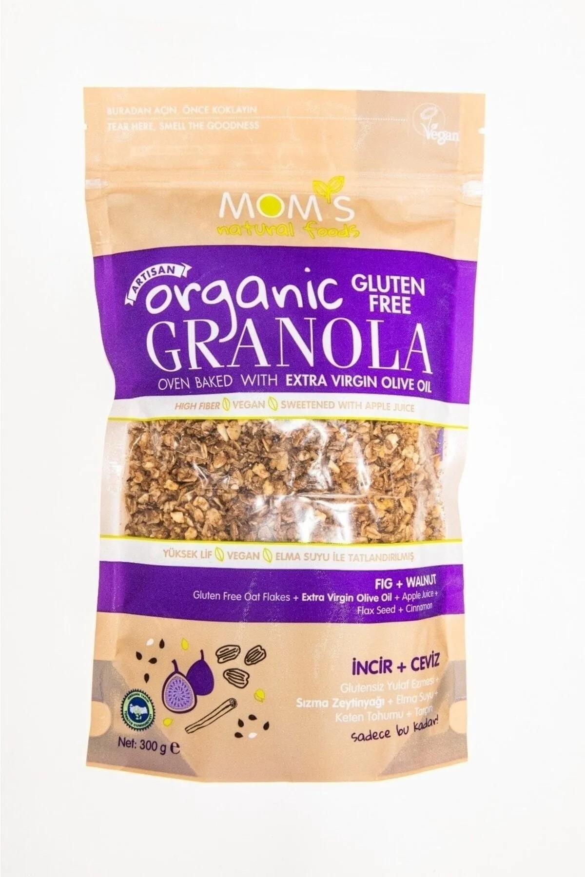 Moms Glutensiz İncir ve Cevizli Granola 300 Gr