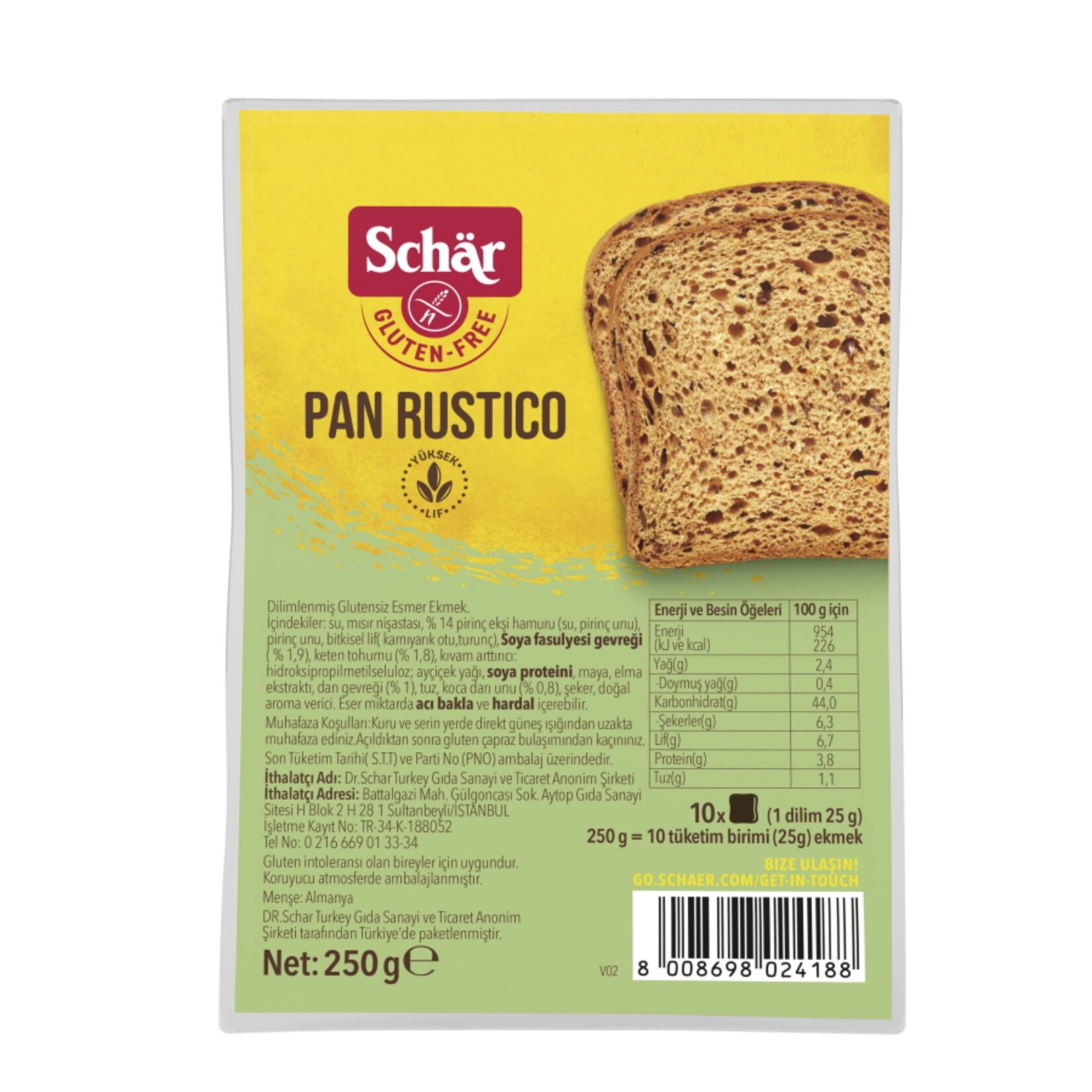 Glutensiz Schar Pan Rustico Ekmek