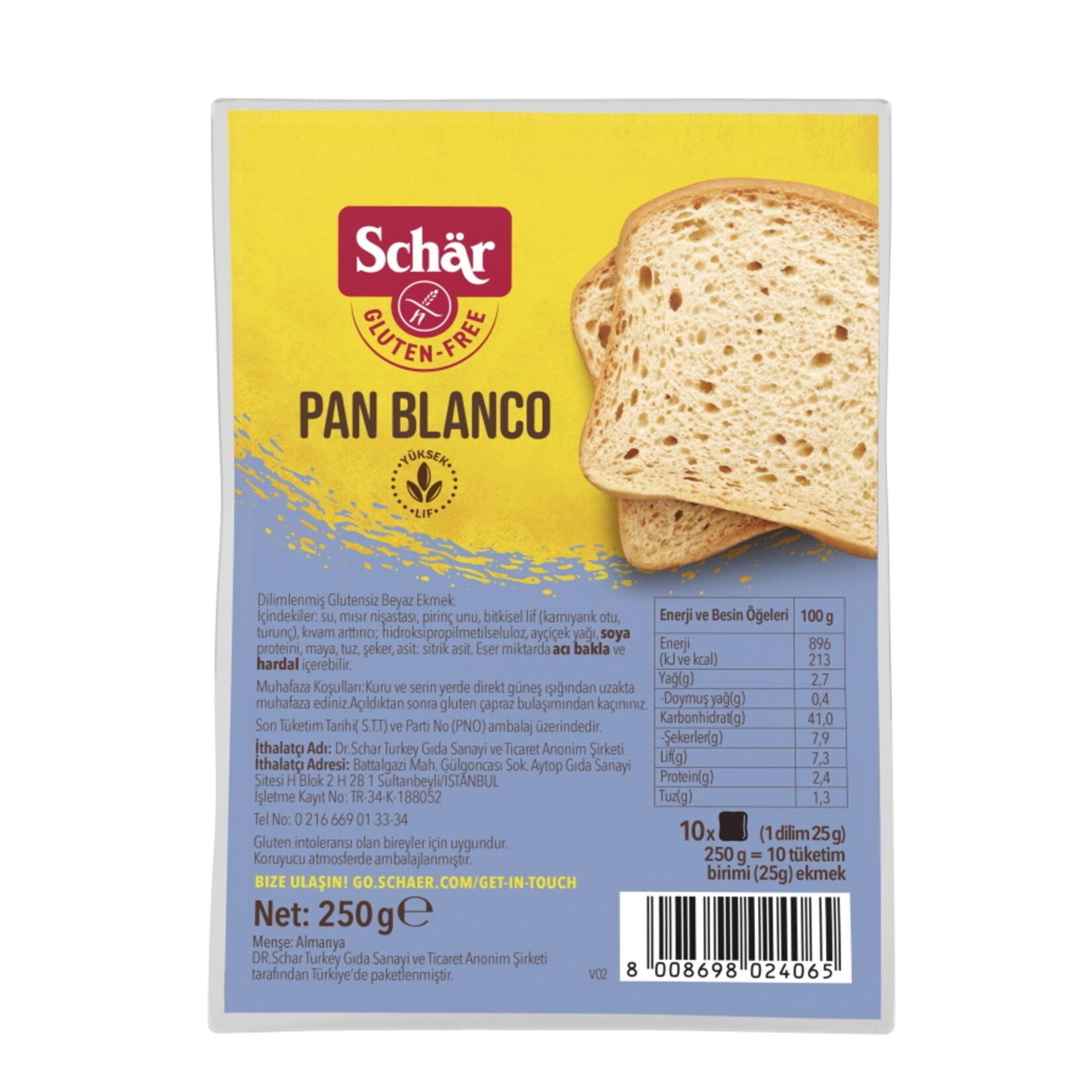 Glutensiz Schar Pan Blanco Ekmek