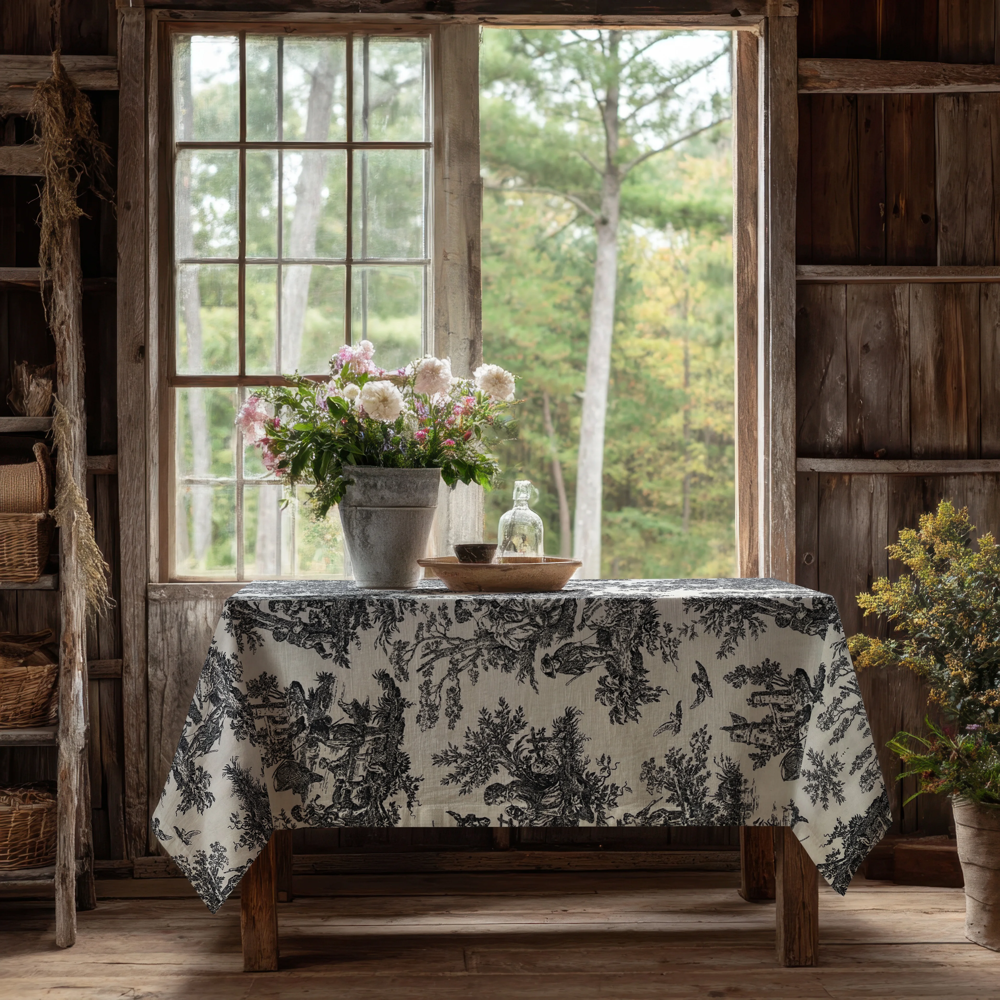 İngiliz Köylüleri Keten Masa Örtüsü