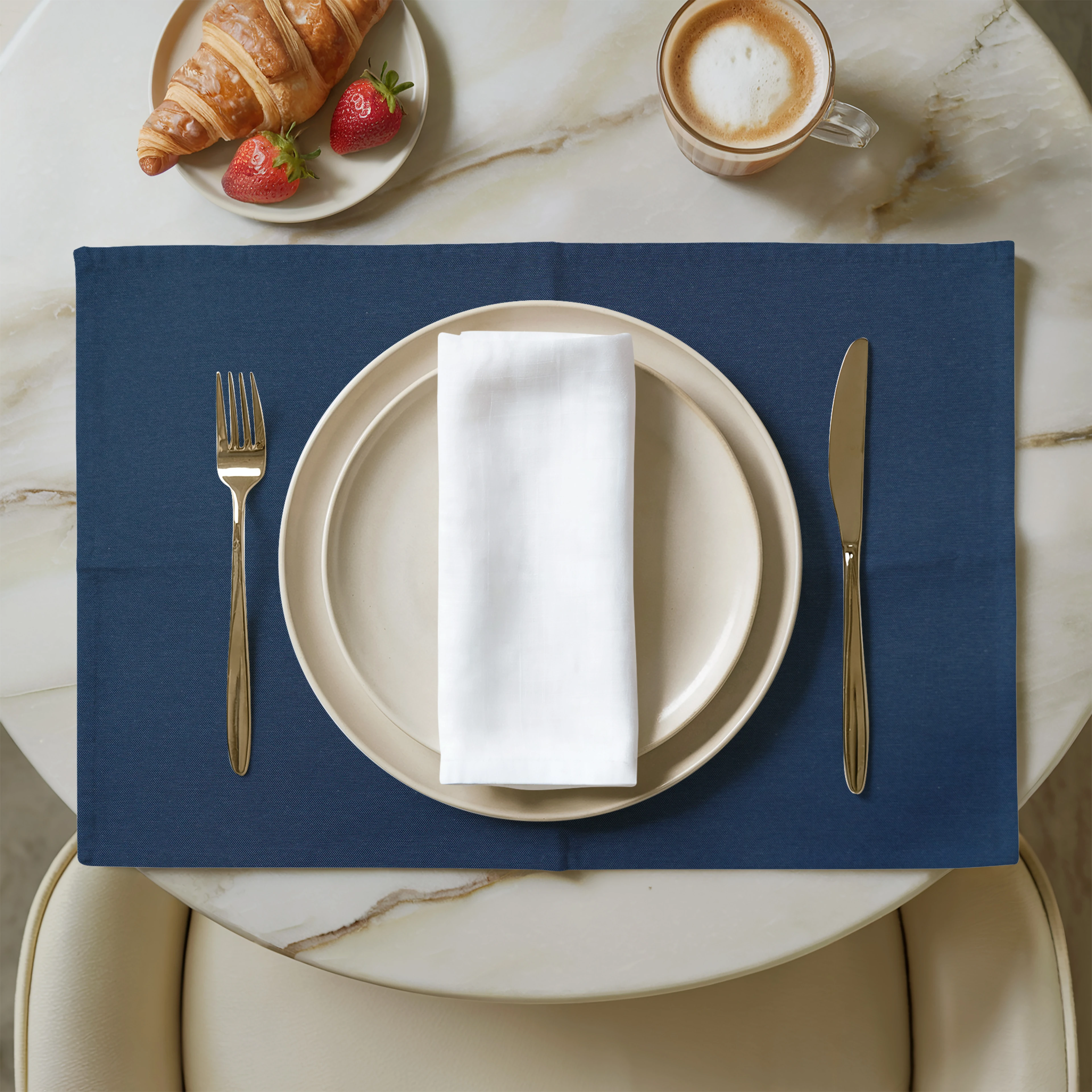 Lacivert Keten Servis Altlığı 6 Adet