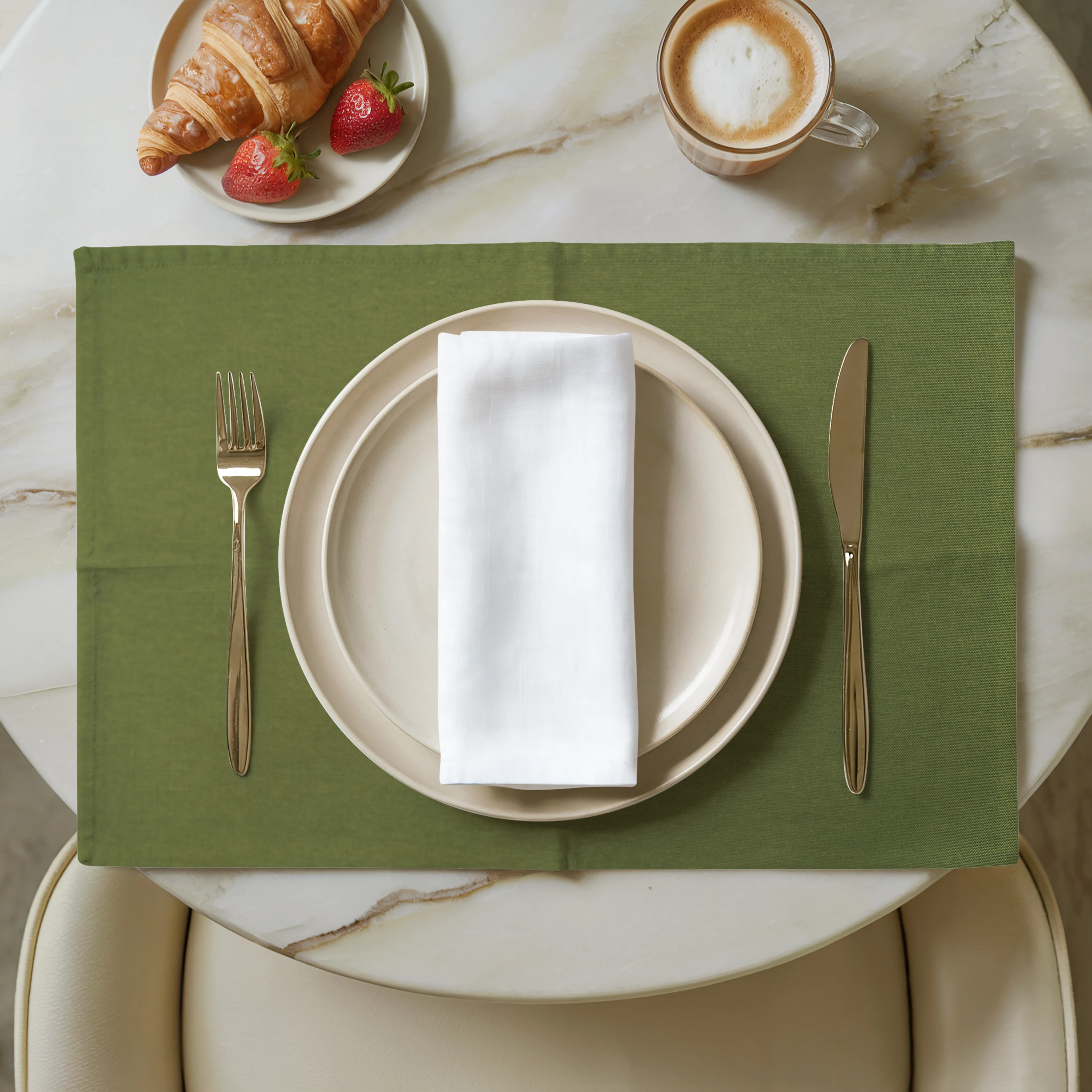 Yeşil Keten Servis Altlığı 6 Adet