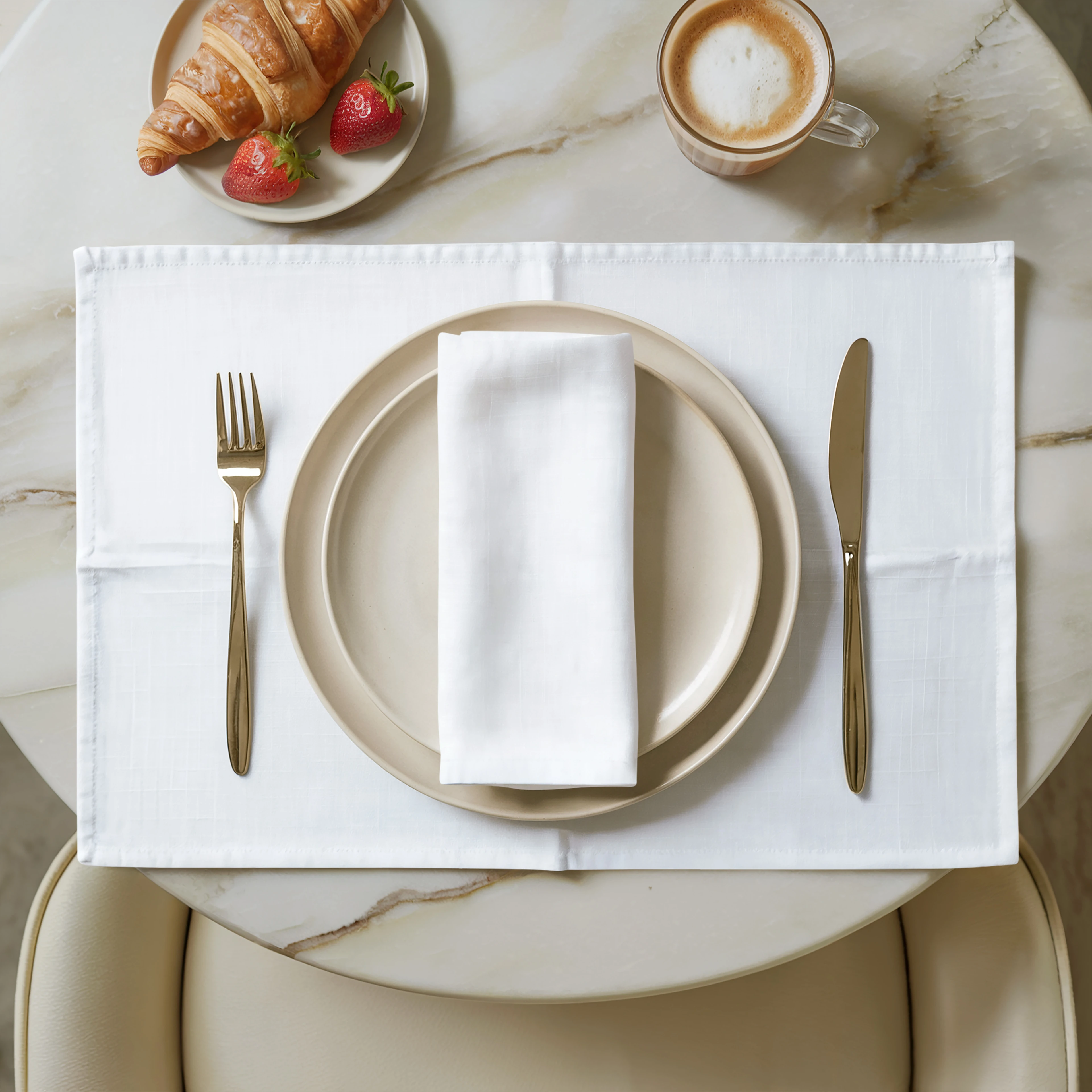 Ekru Keten Servis Altlığı 6 Adet