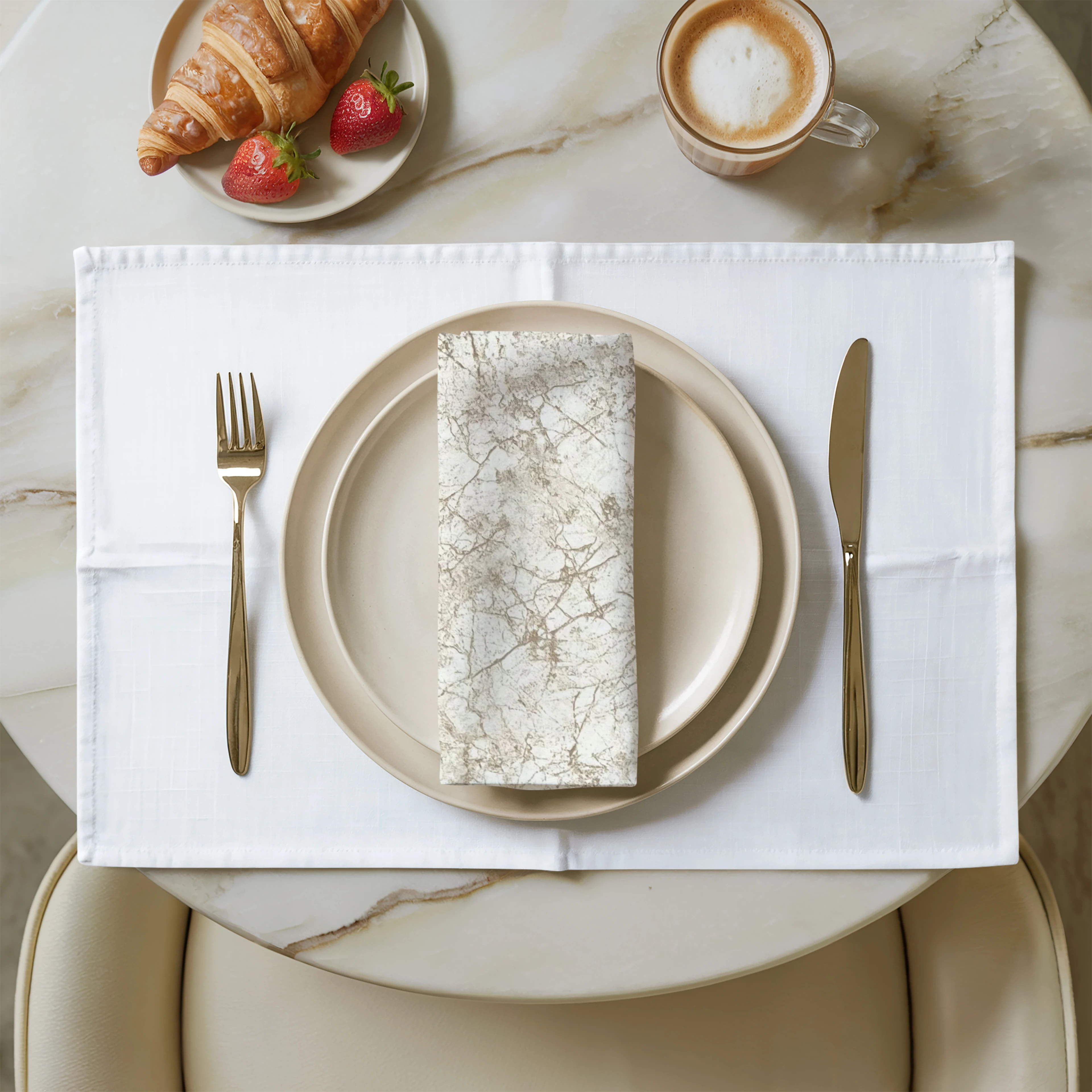 Mermer Desenli Keten Peçete