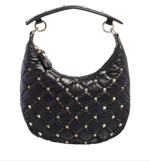 Mini Hobo Rockstud Spike Nero Hobo Bag