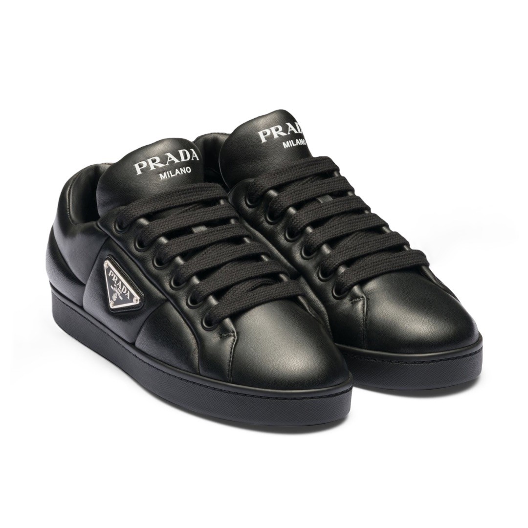 Downtown Black Padded Nappa Leather Sneakers