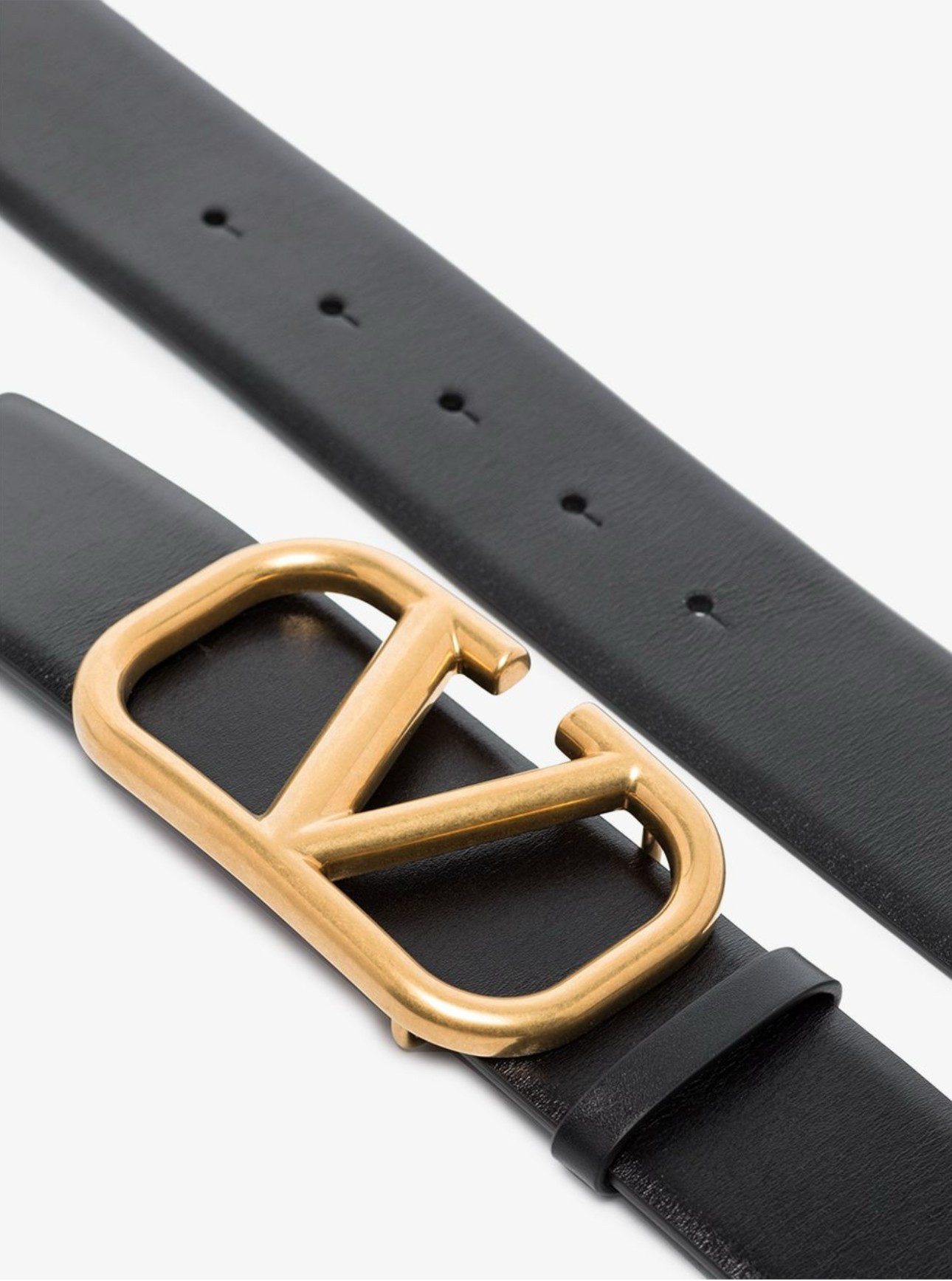 V-Logo Signature Leather Unisex Belt