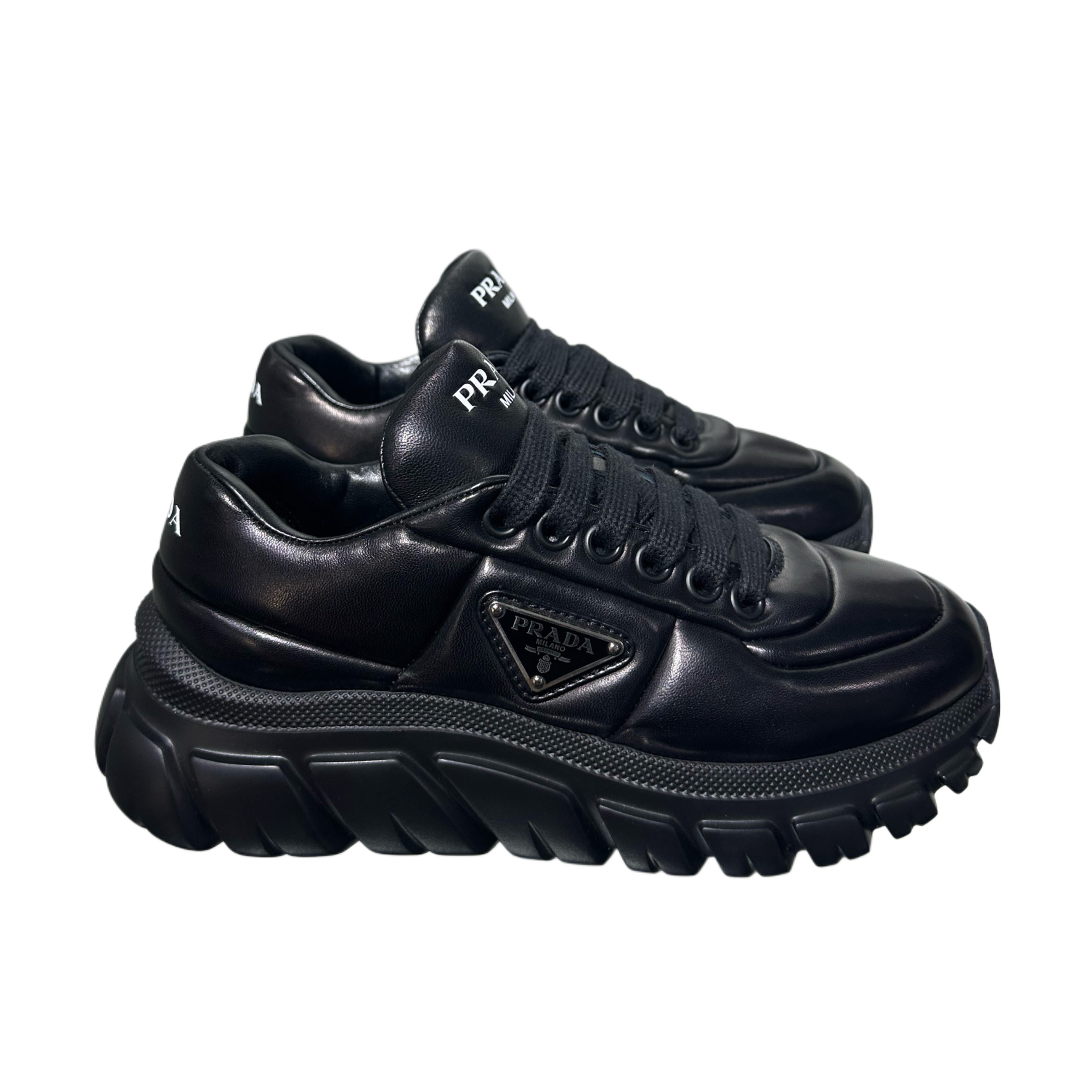 Sporty Padded Nappa Leather Black Low