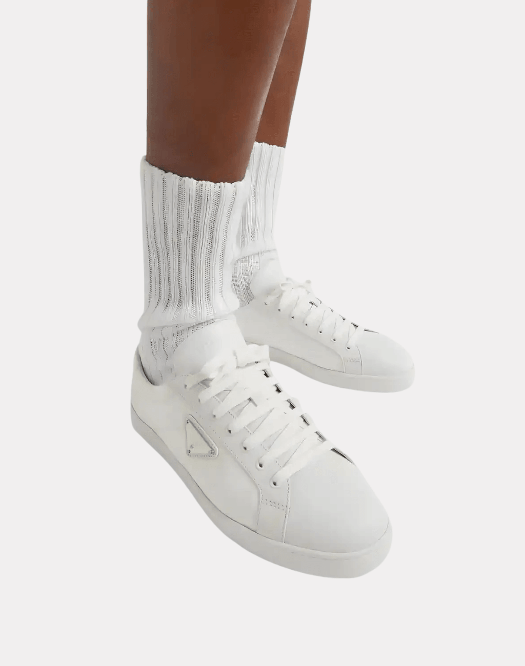 Deri ve Desenli Beyaz Erkek Sneaker