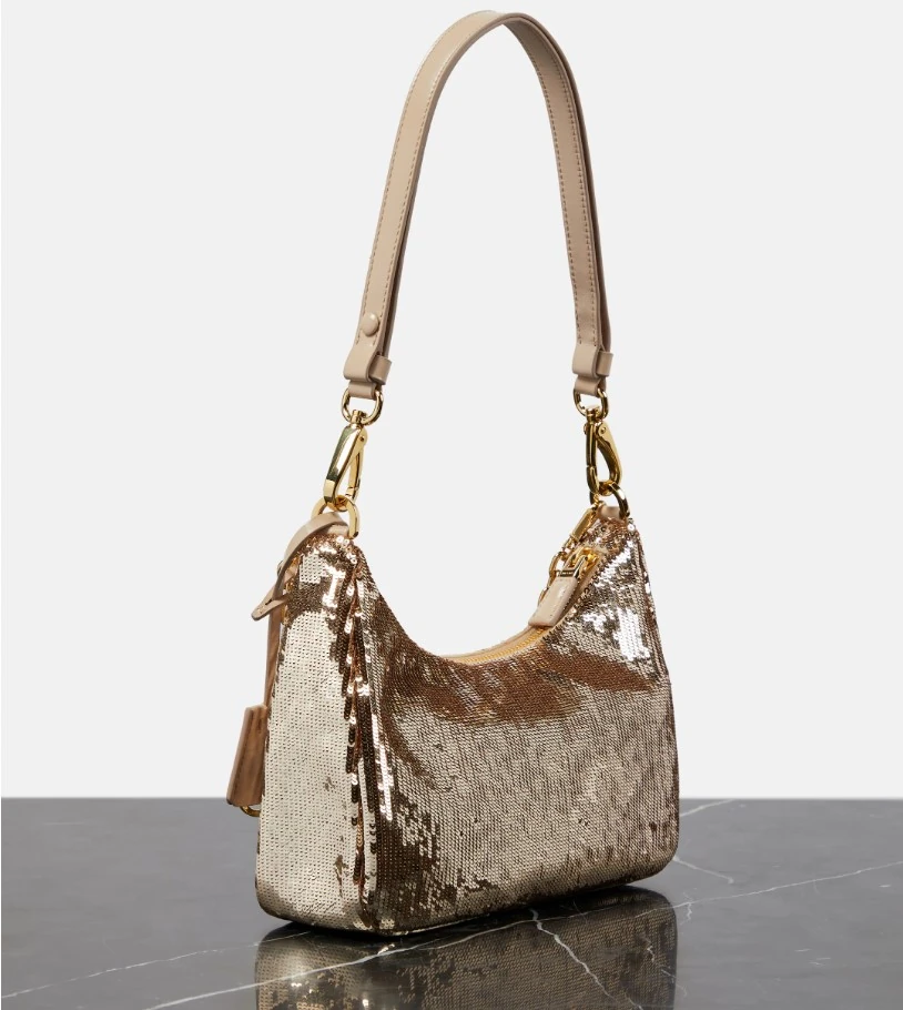 Payetli Metal Logolu Kolaltı ve Postacı  Çanta