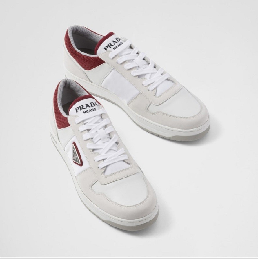 District Leather Sneakers In White/Burgundy