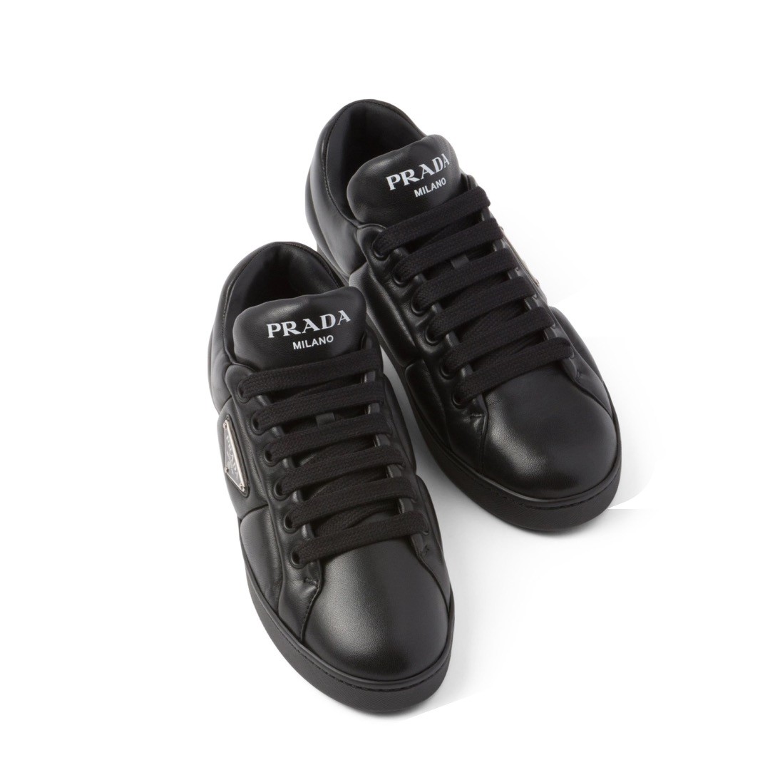 Downtown Black Padded Nappa Leather Sneakers