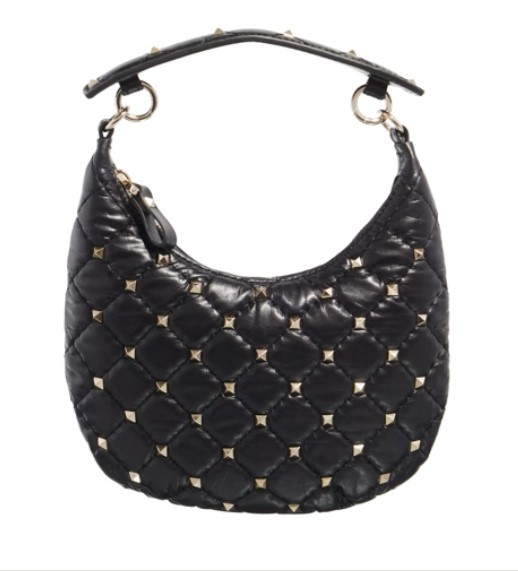 Mini Hobo Rockstud Spike Nero Hobo Bag