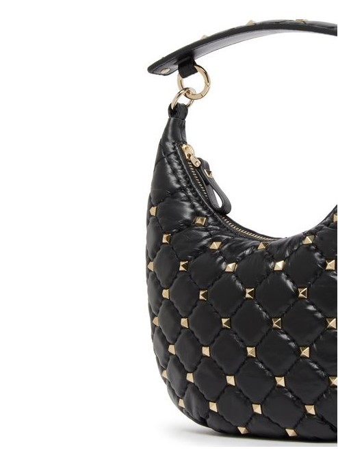 Mini Hobo Rockstud Spike Nero Hobo Bag