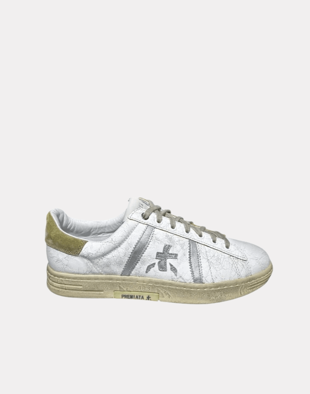 Russell Krem Logolu Erkek Deri Sneaker