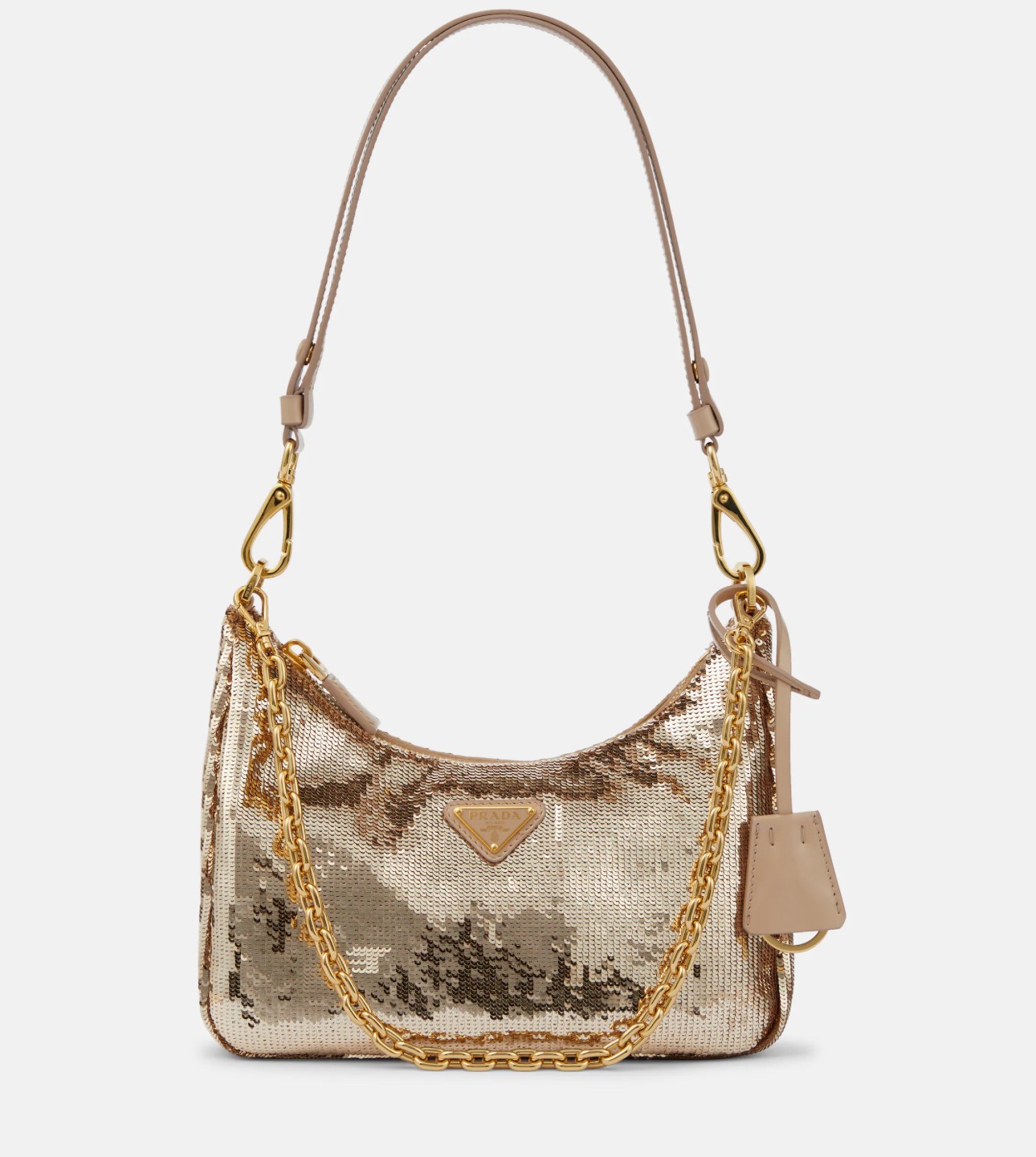 Sequined Re-Nylon shoulder bag