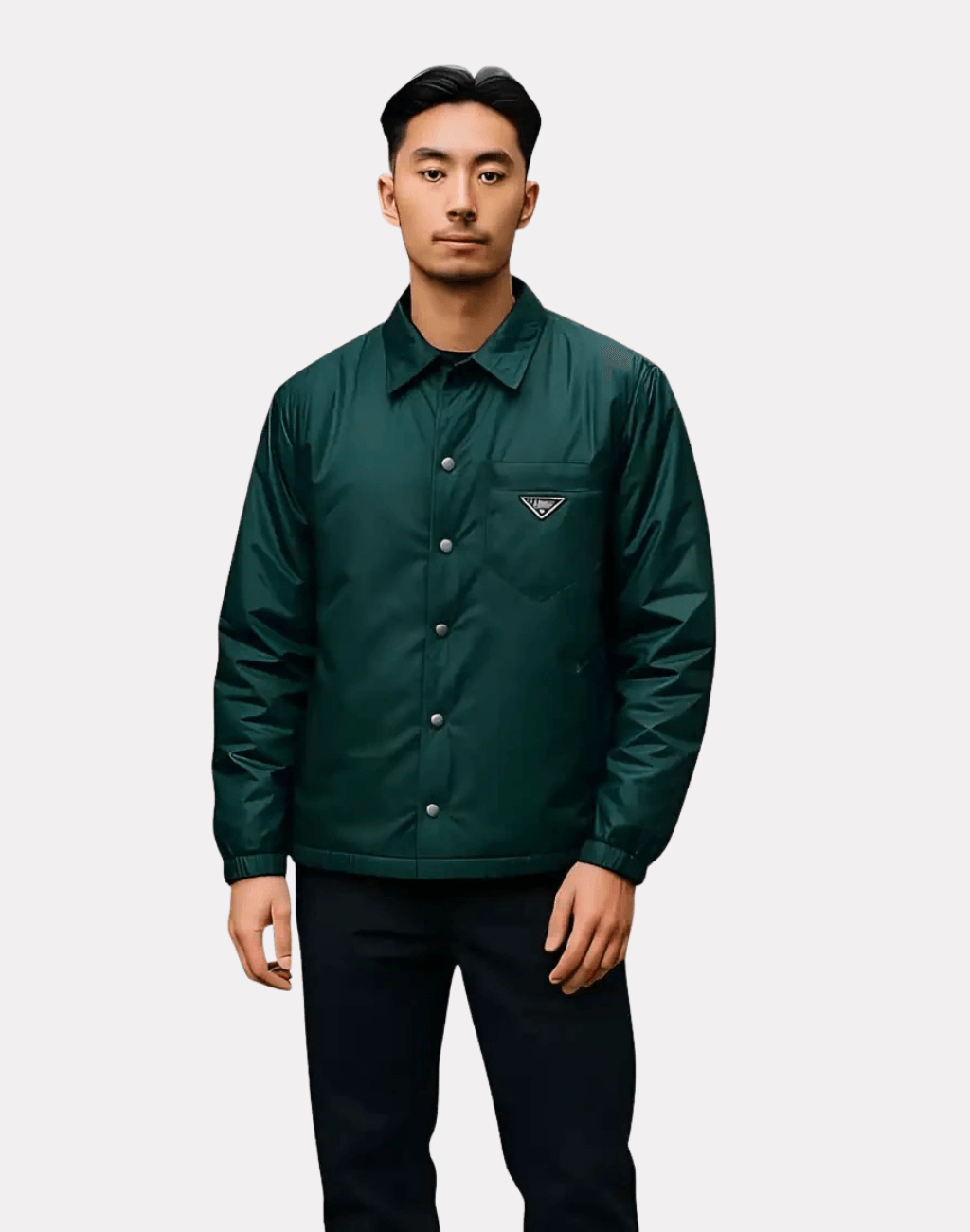 Re Nylon Cep Detaylı Metal Logolu Ceket