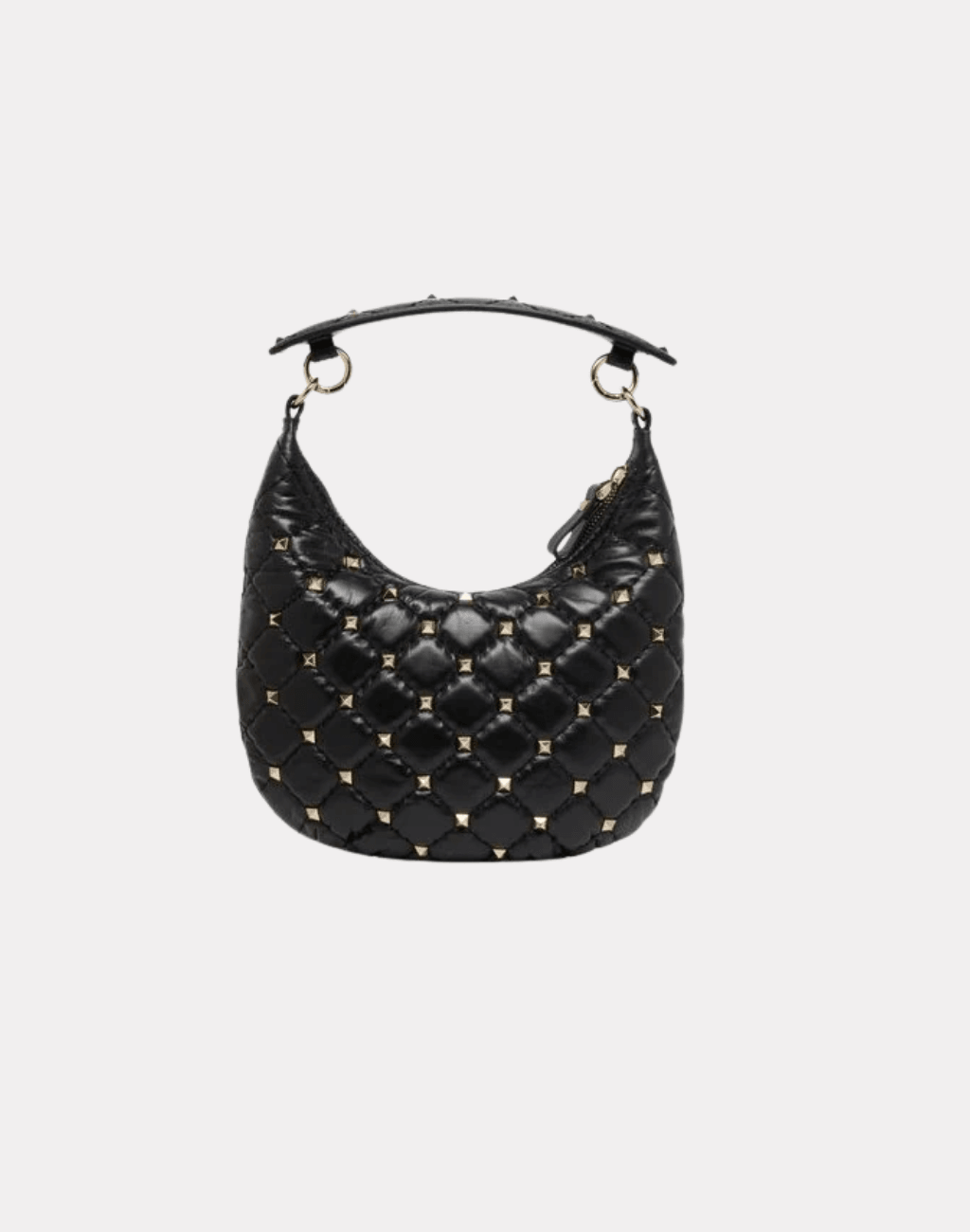 Mini Hobo Rockstud Spike Nero Hobo Bag