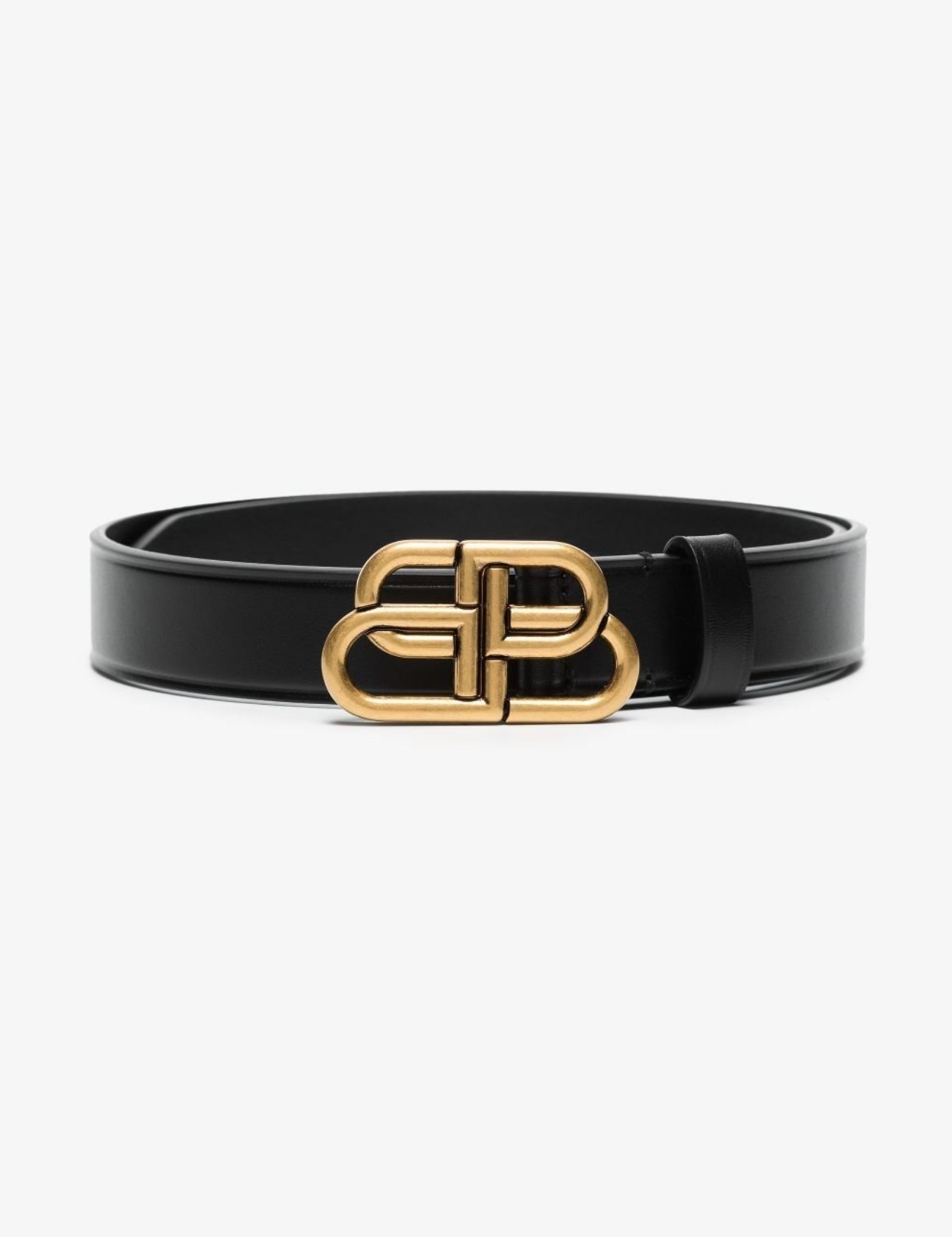 Black BB Logo Leather Belt