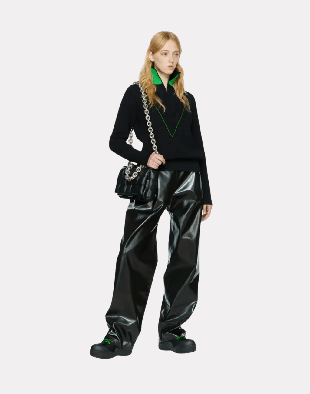 Black Padded Chain Cassette Bag